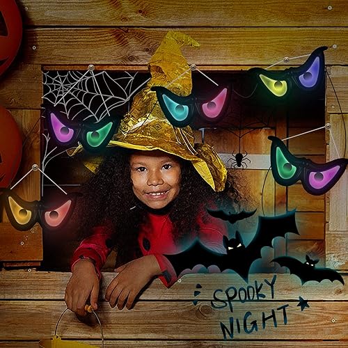 Miniatura 7 de Luces de ojos espeluznantes intermitentes de Halloween, 5 piezas de globos oculares que cambian de color automático, decoraciones de Halloween,