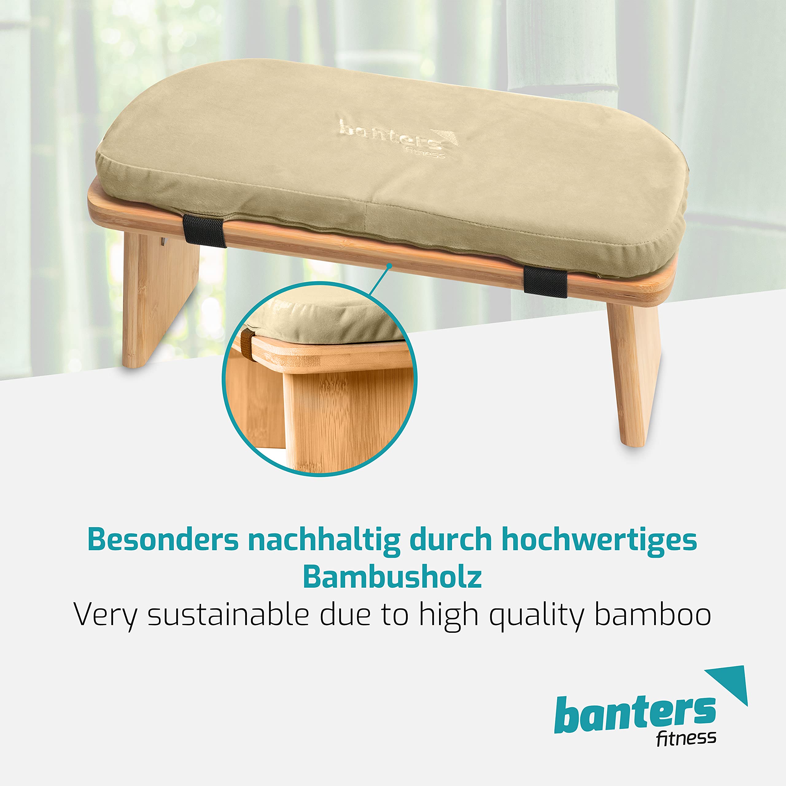 banters Banc de méditation - fabriqué en Bambou Massif - Tabouret de Yoga Pliable avec Coussin