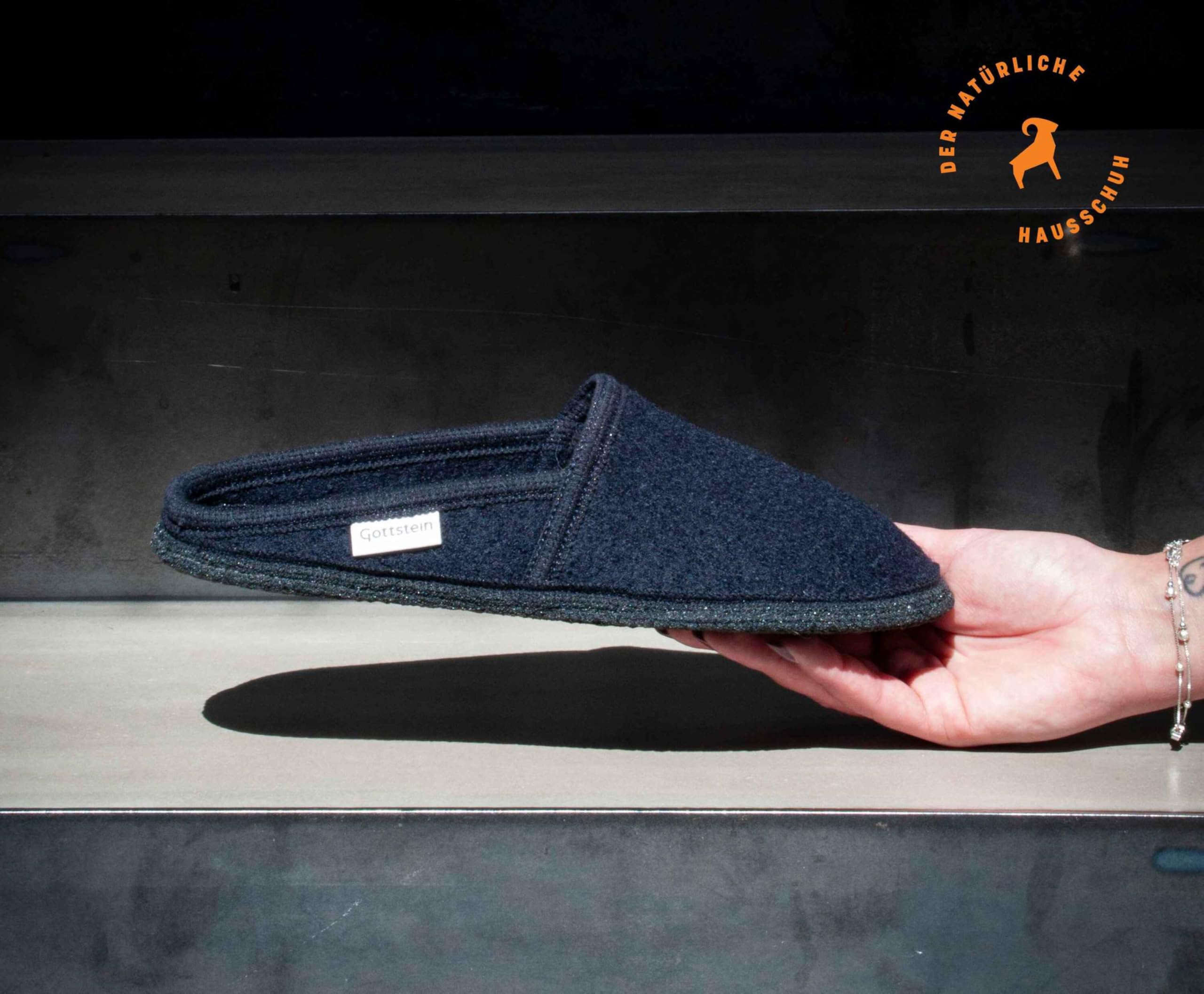 Gottstein Filzpantoffel Villach aus Mulesing-freier Schaf-Schurwolle – Handgefertigte Hausschuhe aus Wollfilz für Damen & Herren Größe EU 36-46 – Patentierte naturub® Naturkatschuksohle