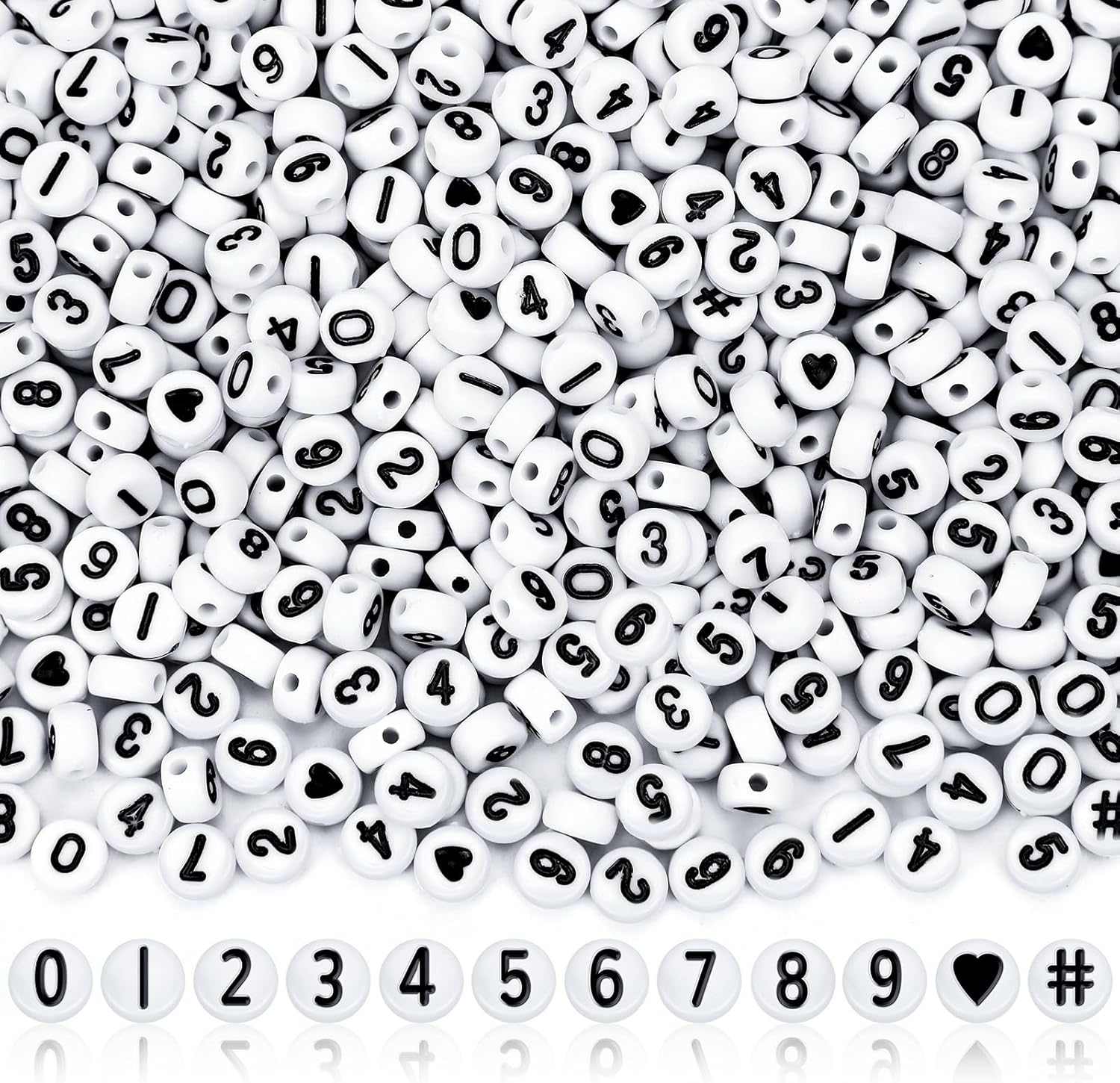 Augshy 700Pcs Acrylic Number Round Beads for Jewelry Making