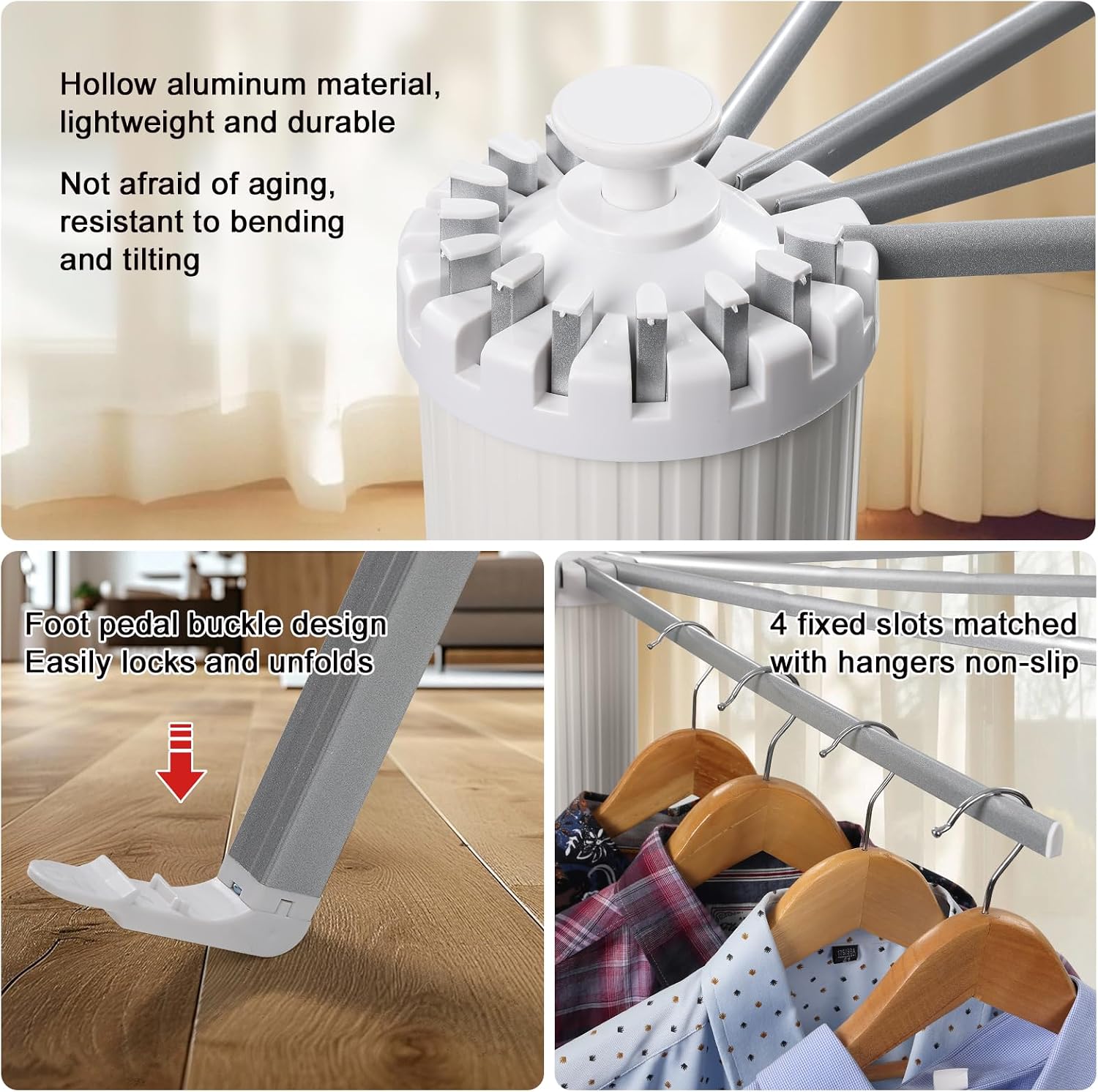 Clothes Drying Rack Tripod, Large Capacity Portable Laundry Drying Rack, Space Saving Design for Indoor Outdoor Use, Multi-Function Clothing Rack, Towel & Blanket Drying Rack for Laundry Room