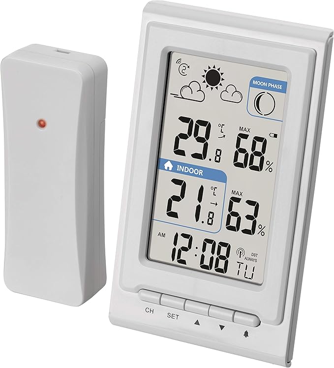 EMOS Mini Wireless Weather Station with Outdoor Sensor, Measures Indoor