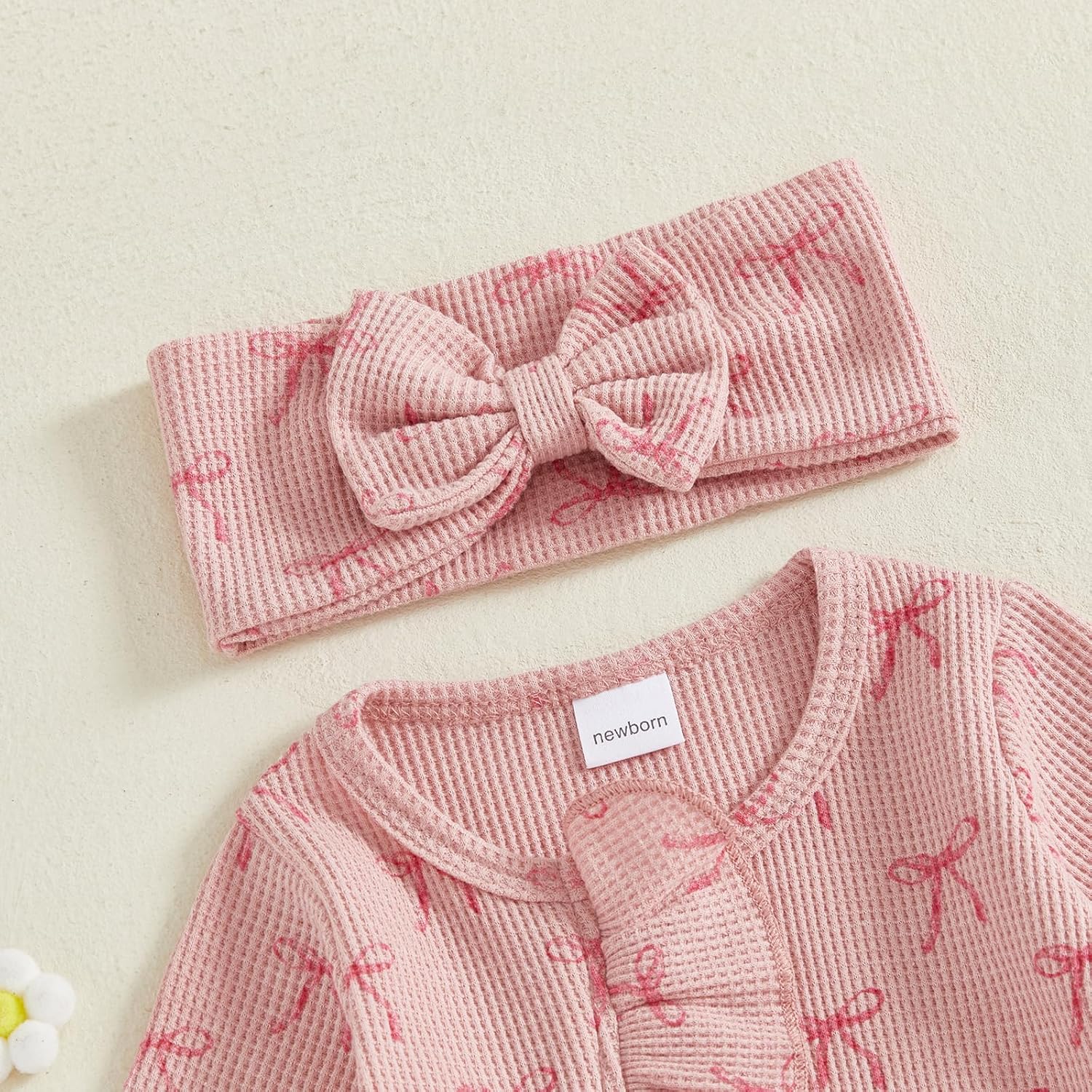 Newborn Baby Girl Outfits Bow/Plaid Print Footed Jumpsuit Ruffle Zipper Romper Cute Fall Baby Coming Home Outfit - Image 3