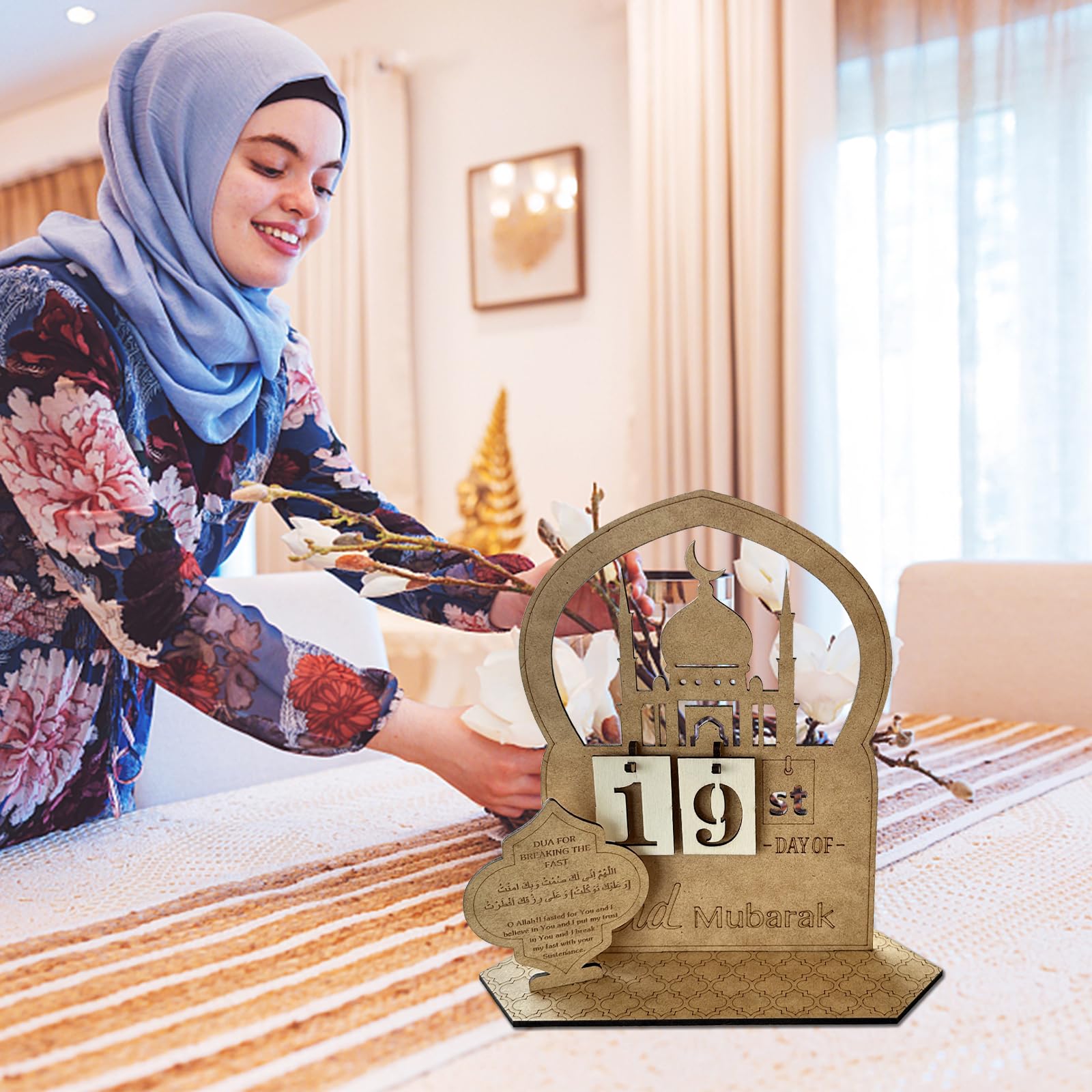 Calendario Dell'Avvento Mubarak Eid Ramadan Da 30,5 Cm, In Legno, Con Conto Alla Rovescia, Calendario Per La Data, Regalo Per Bambini, Arabo