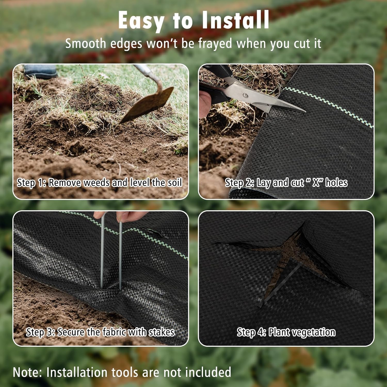 4FT x 250FT Weed Barrier Fabric, 4.6oz Landscape Fabric Heavy Duty Weed Barrier, High Permeability Ground Cover Geotextile Fabric Weed Cloth for Garden, Farm & Driveway