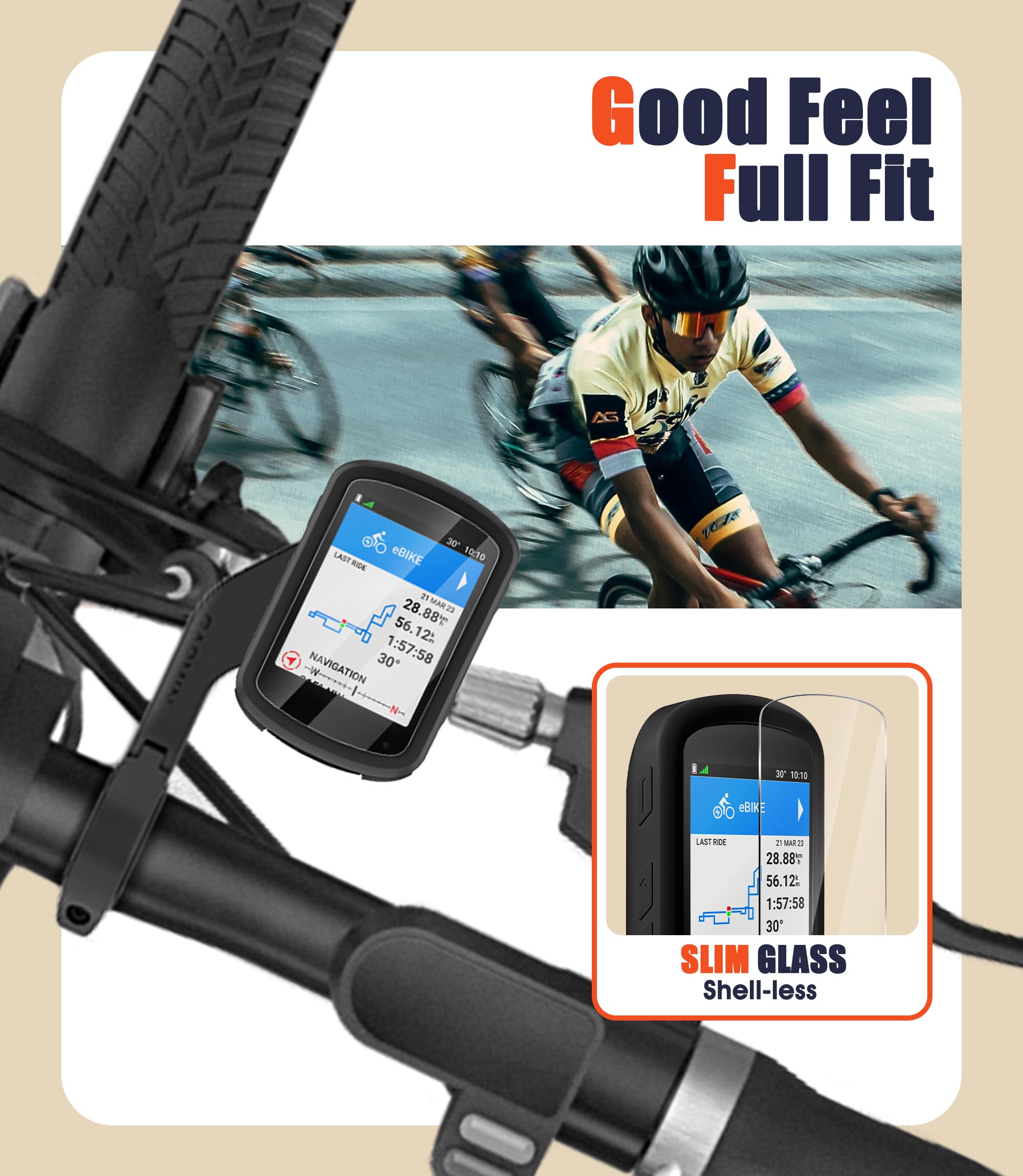 Silikonowe etui kompatybilne z Garmin Edge 540/840 + 2 osłony ekranu ze szkła hartowanego, miękkie silikonowe etui w zestawie ochrona przed wstrząsami - czarna