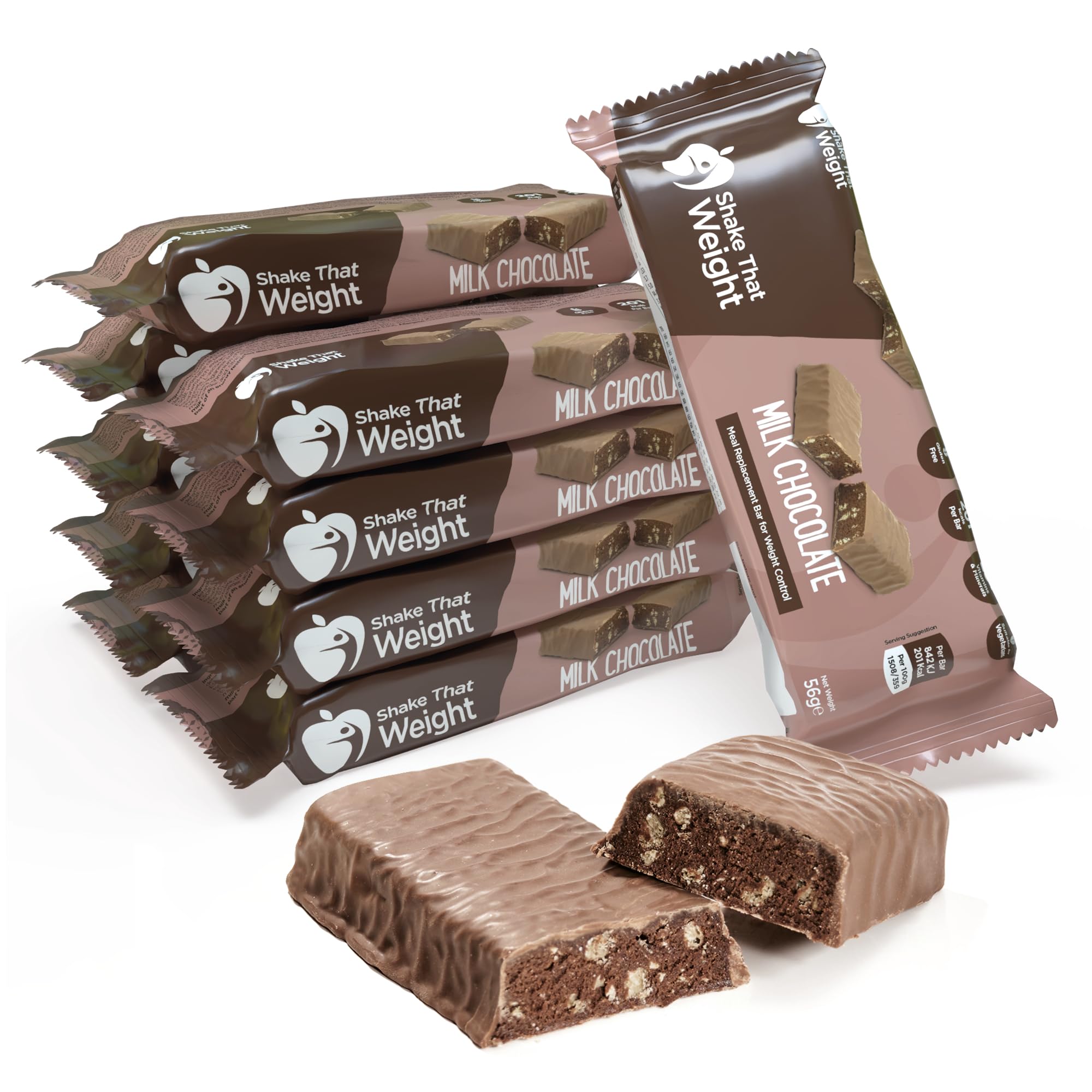 Shake That Weight Milk Chocolate Meal Bars - 10 Meals, 13.8g Protein, Gluten-Free, Low Sugar Meal Replacement Bars for Weight Loss, High Fibre, Vegetarian