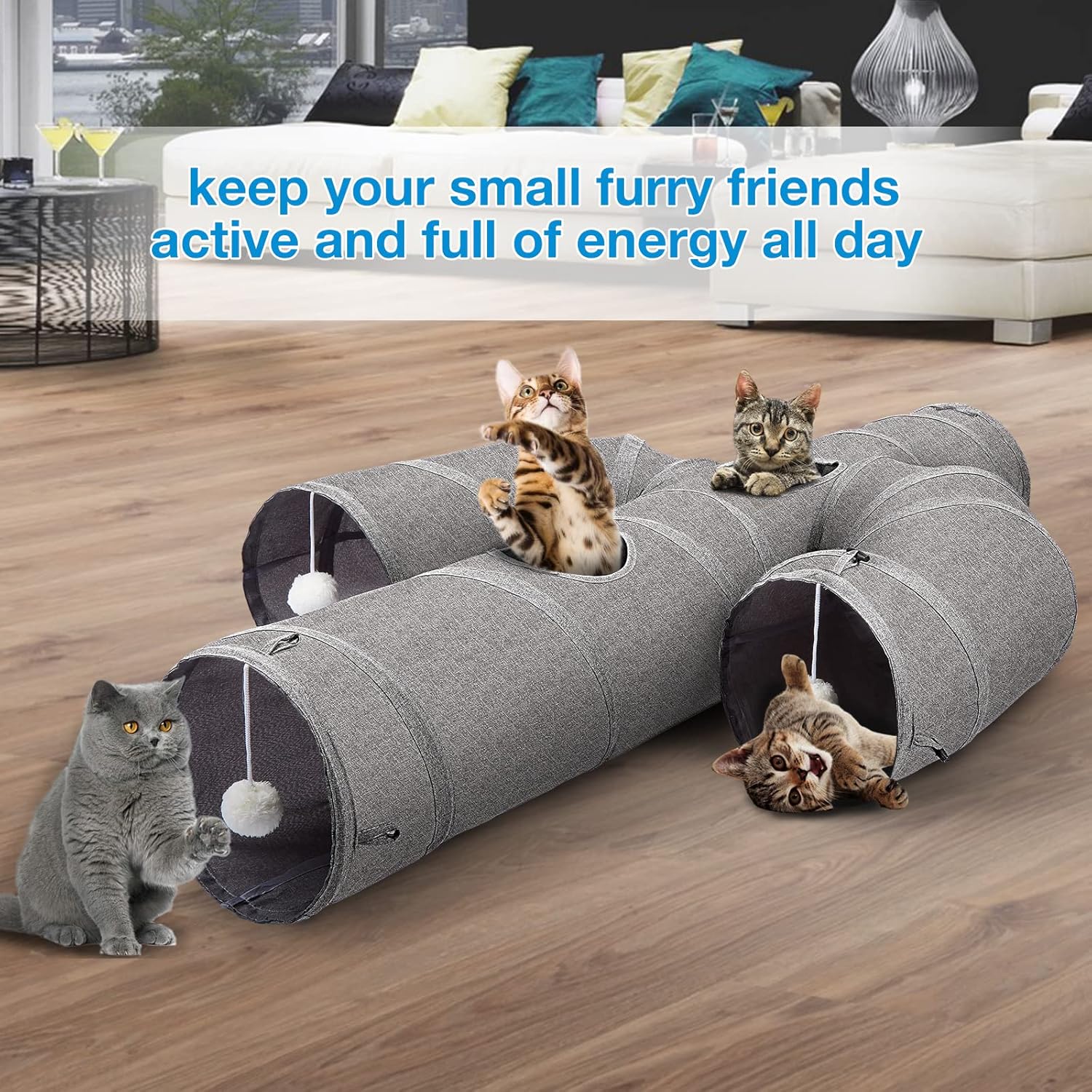 Ownpets 3 Way Cat Tunnel and Cactus Shape Cat Tunnel