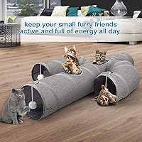 Vista 2 de Ownpets Túnel para gatos, resistente tela Oxford, túnel para gatos, con forma de cactus, túneles plegables para gatos de interior, tubo interactivo