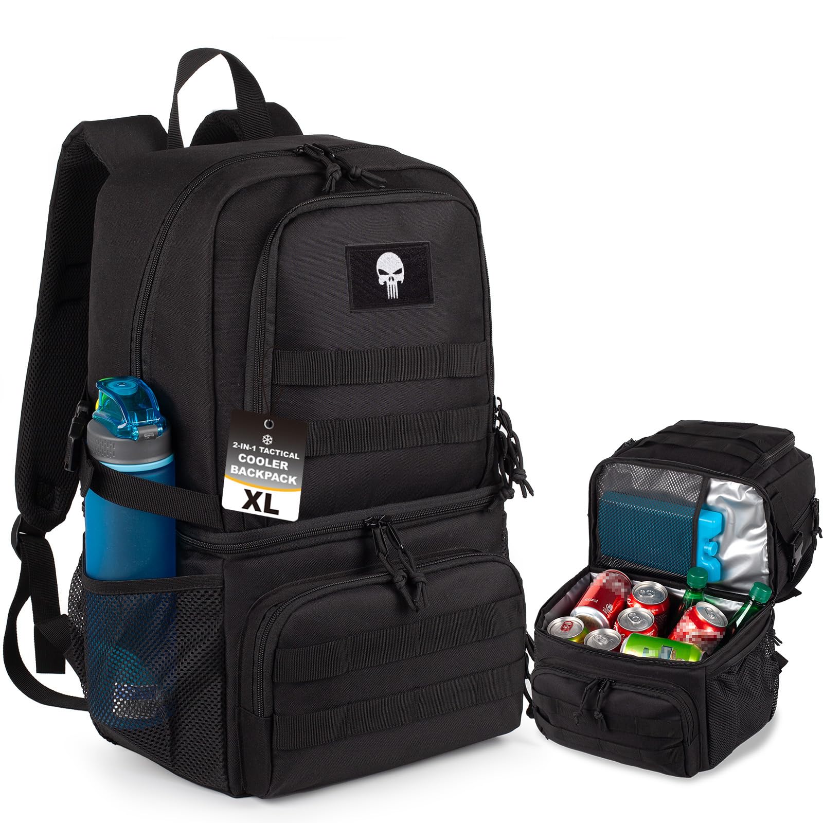 Mochila Táctica Refrigerada para Hombre, 25L con 2 Compartimentos | Mochila Táctica Doble Compartimento, Bolsa Almuerzo Suave Aislante Antifugas, 2 Niveles Para Camping Y Picnic al aire libre