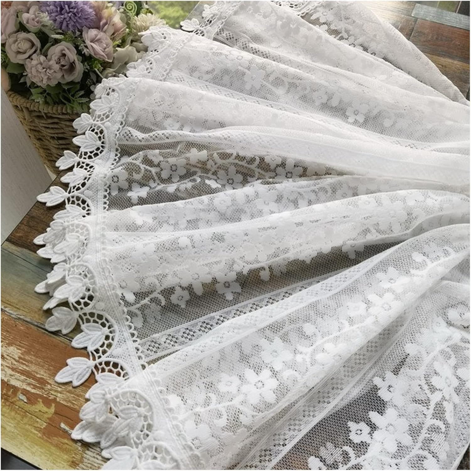 Lace Curtains French Retro Garland Kitchen Tulle Short
