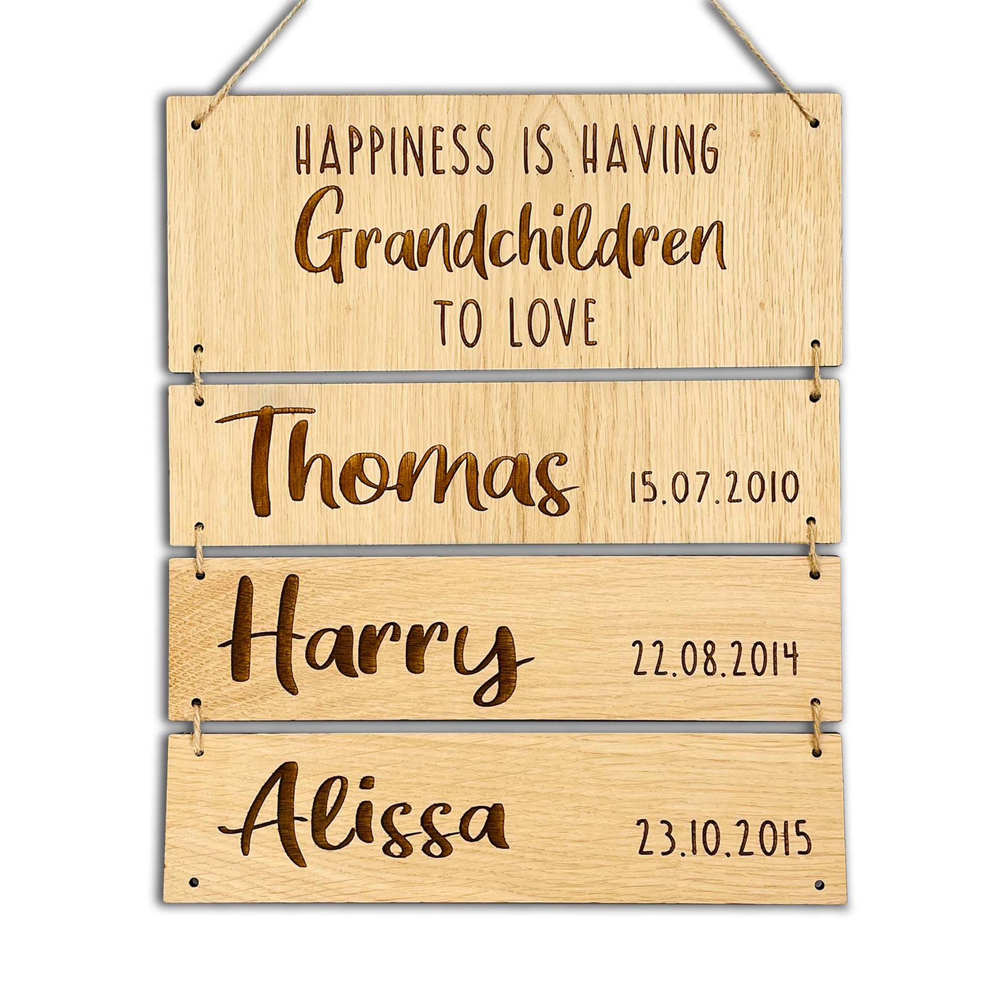 Personalised Wall Decoration Gift for Grandparents - Happiness is having Grandchildren to Love - 3 Grandchildren's Names