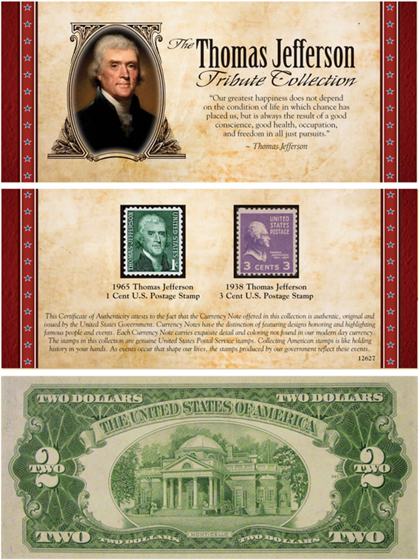 American Coin Treasures The Jefferson Tribute Collection with Rare Dollar 2 Bill