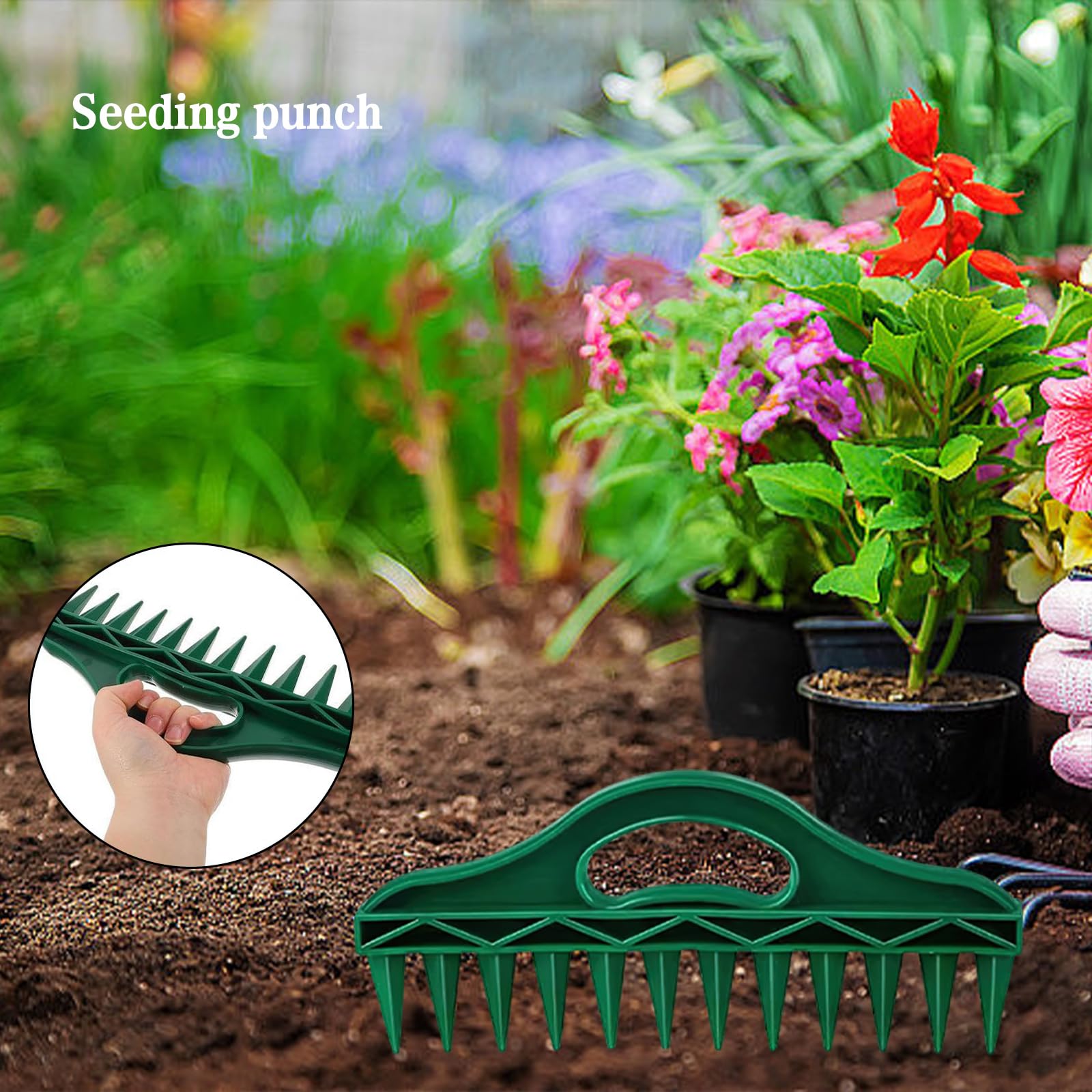 12 Trous Distributeur de Graines Semis, Distributeur de Semences à Creuser dans Le Sol, Planteuse Manuelle Precision, Fournitures de Jardin de Jardinière pour Ferme de Légumes de Jardin (A)