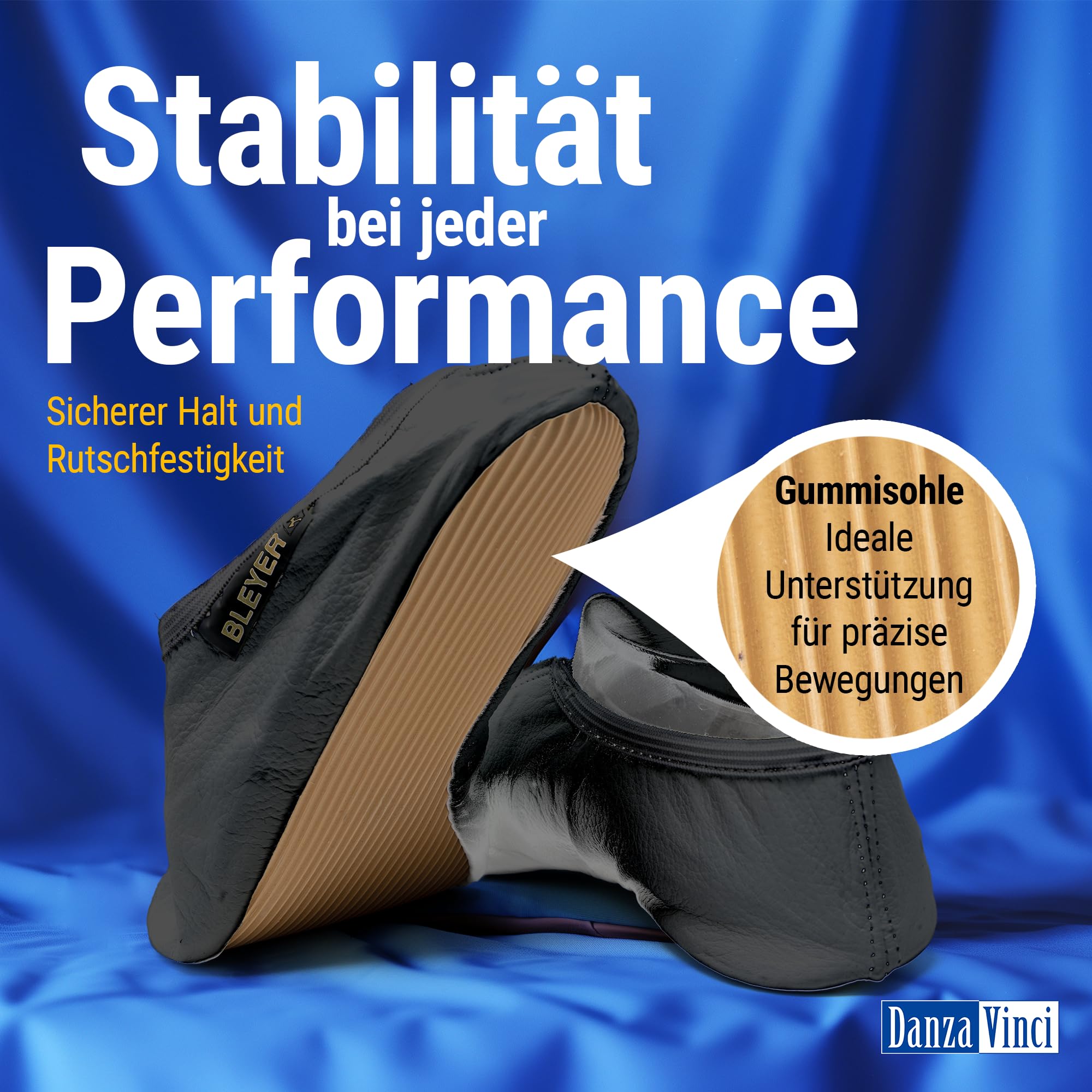 Bundle Bleyer Voltigierschuhe 3843 Volti-Profi mit Schuhbeutel, Gymnastikschuhe aus Soft-Microfaser für Kinder und Erwachsene, Schläppchen rutschfest