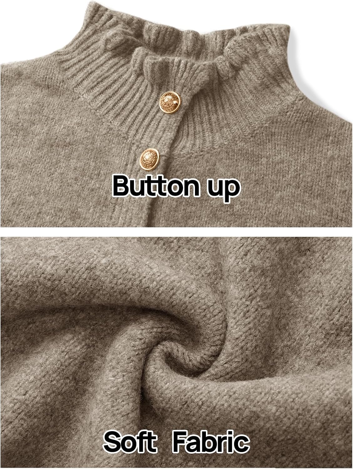 MEROKEETY Women's Fall 2026 Chunky Cardigan Sweaters Trendy Ruffle Button Down Long Sleeve Casual Knit Coat Winter Clothes - Image 5