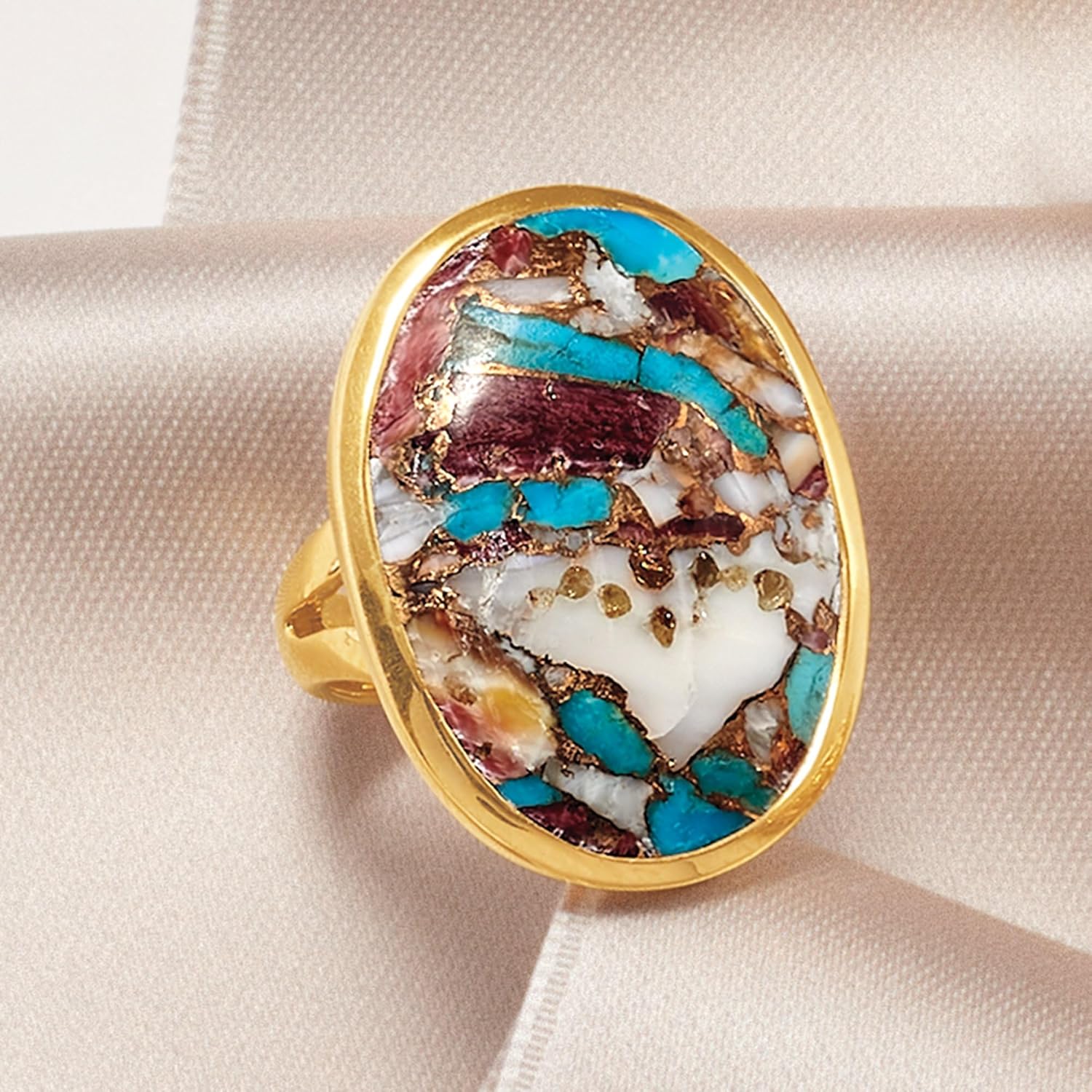 Ross-Simons Kingman Turquoise Ring in 18kt Gold Over Sterling - Image 5