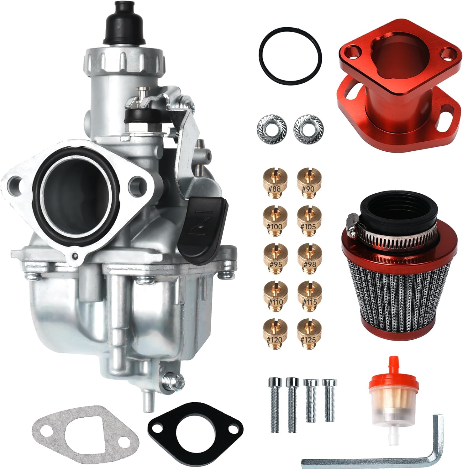 VM22 26mm Carburetor for Mikuni Pit Dirt Bike 110cc 125cc 140cc, Compatible with Lifan YX Zongshen Pit Dirt Bike XR50 CRF70 KLX BBR Apollo Thumpstar Braaap Atomic (Carb with Part)