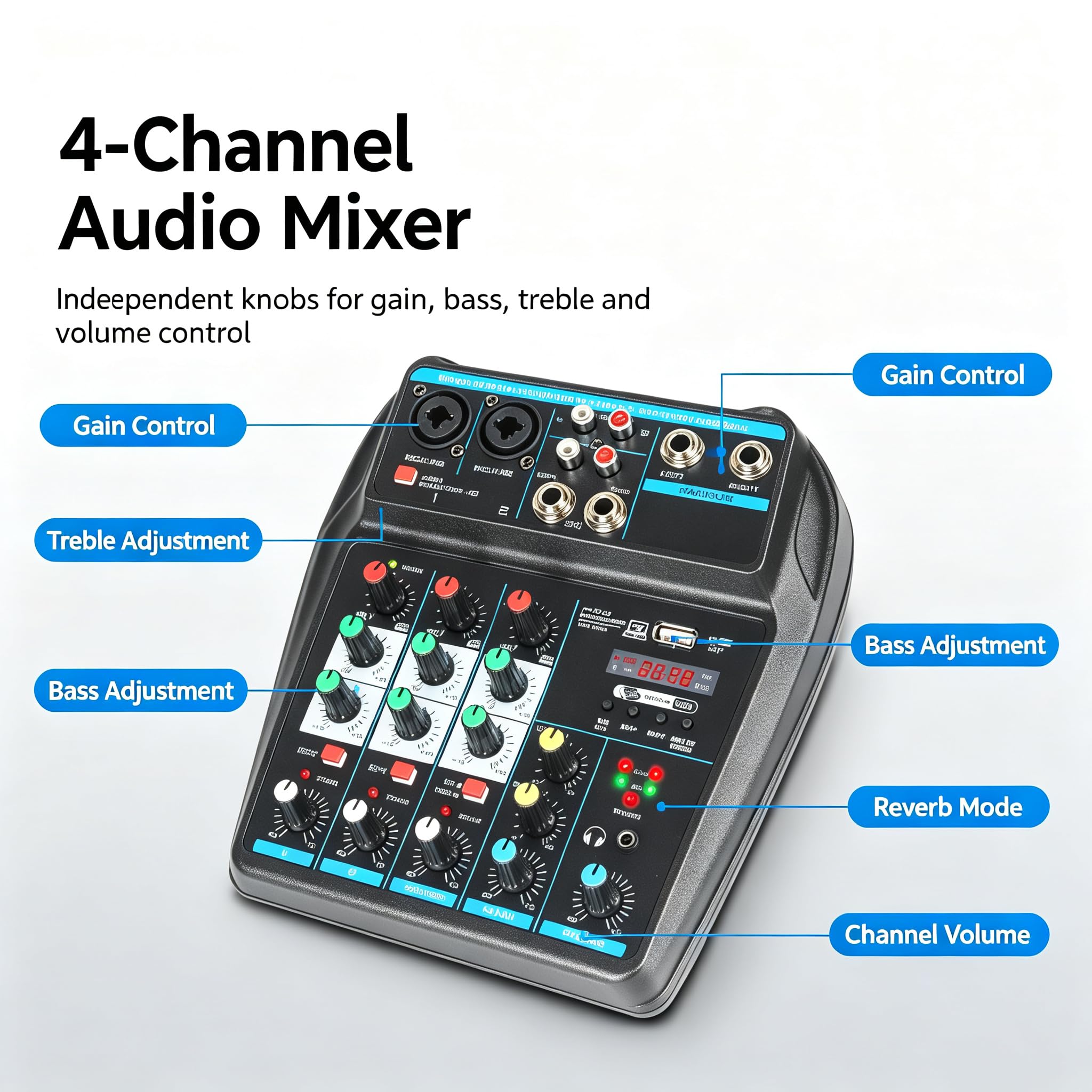 Audiomischer M4 Kanäle 48V Studio Karaoke Tragbar Bluetooth