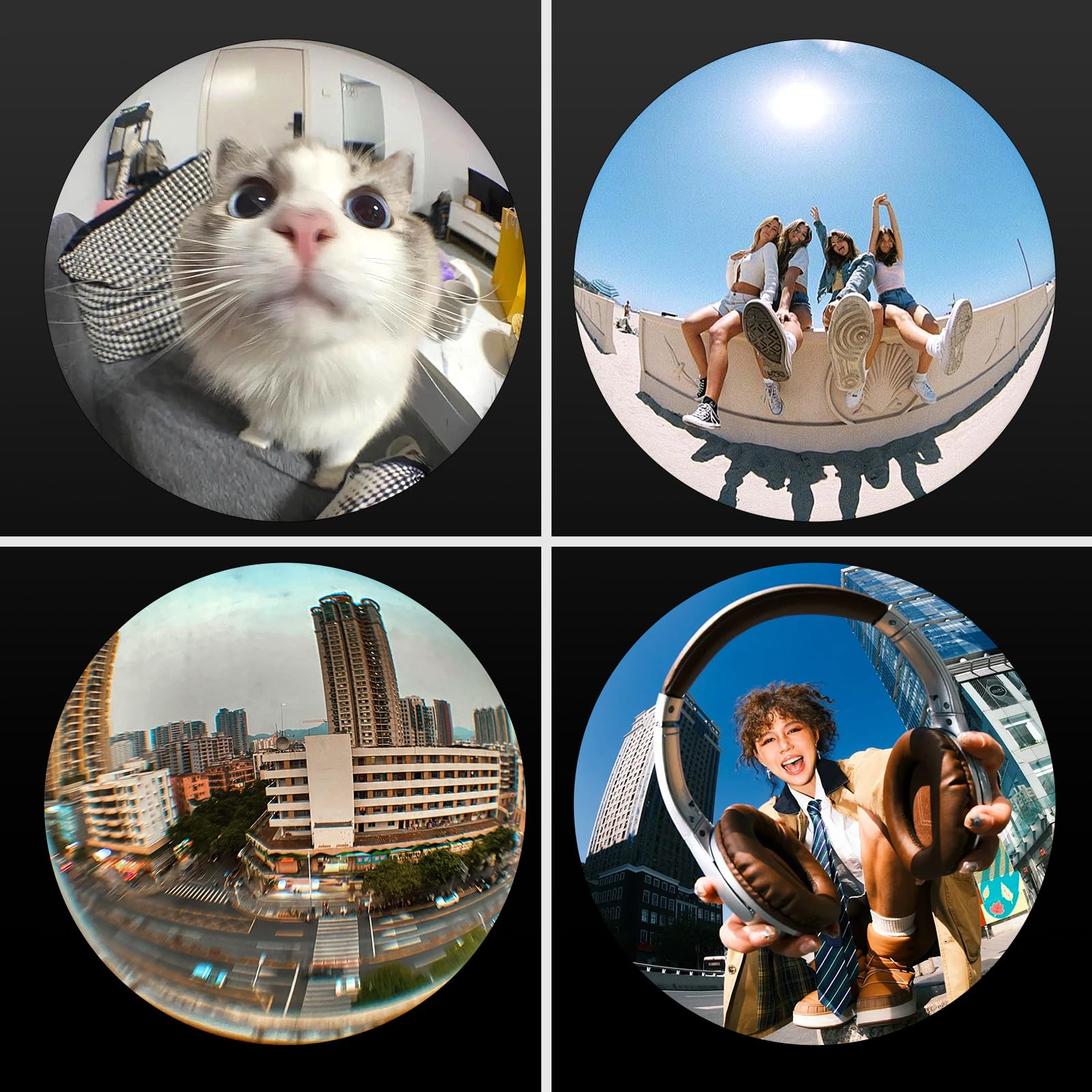 Obiettivo Fisheye HD 200° per iPhone e smartphone Samsung, nero