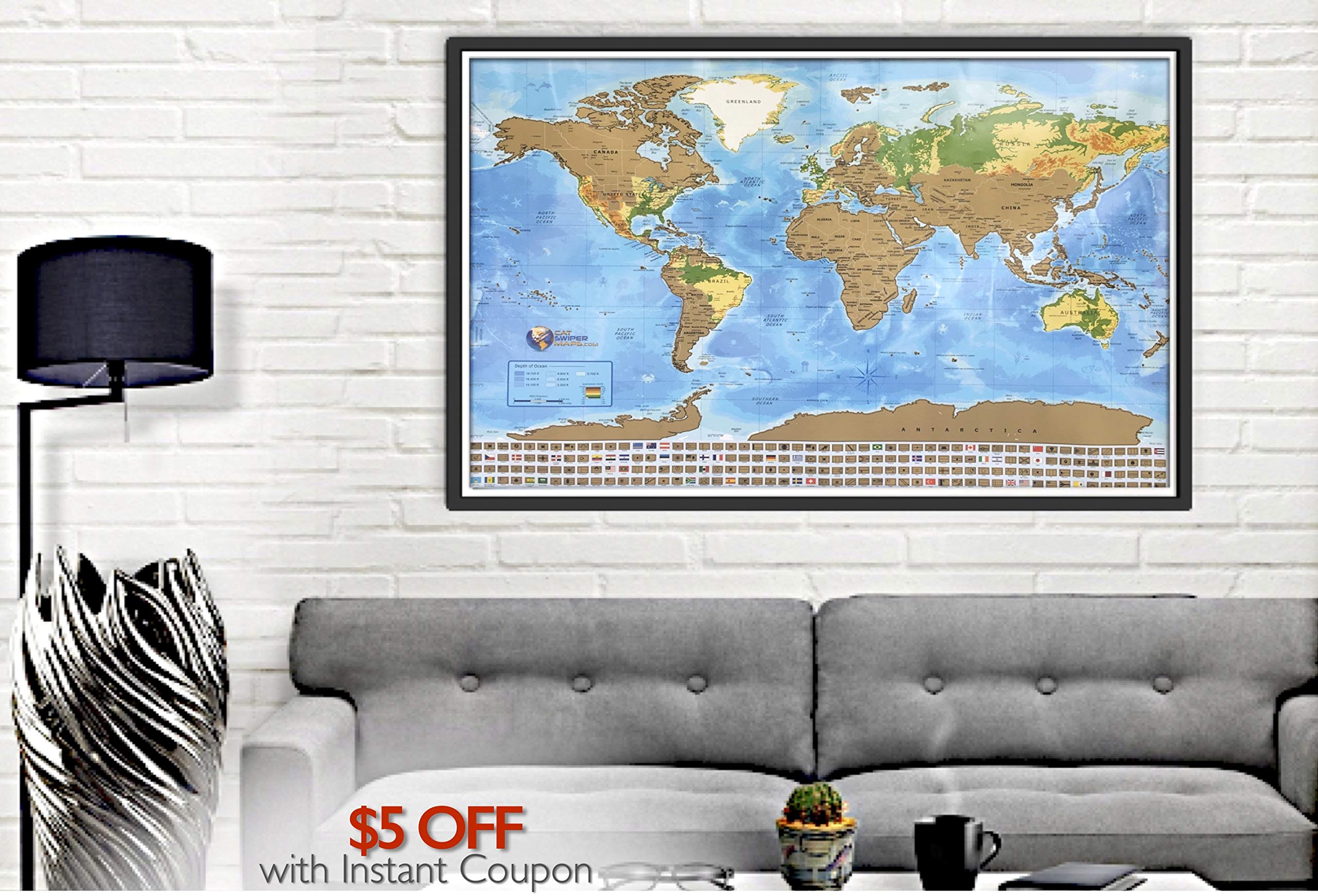 Buy Scratch off travel map of the world Easy to scratch off world
