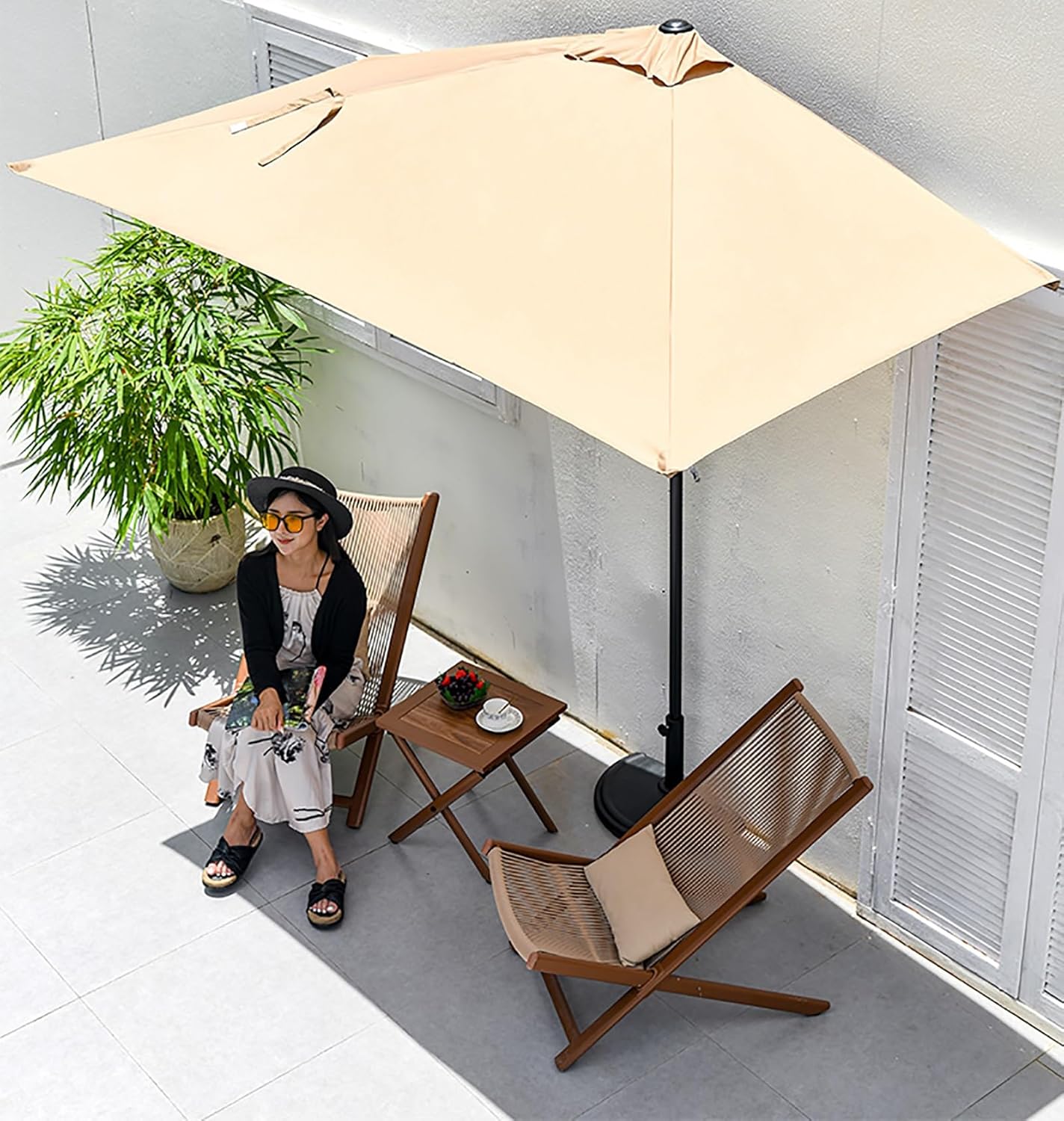 Half Parasol Round Garden Balcony Umbrella With Crank Handle UV Protection Perfect for Balconies Gardens Patios