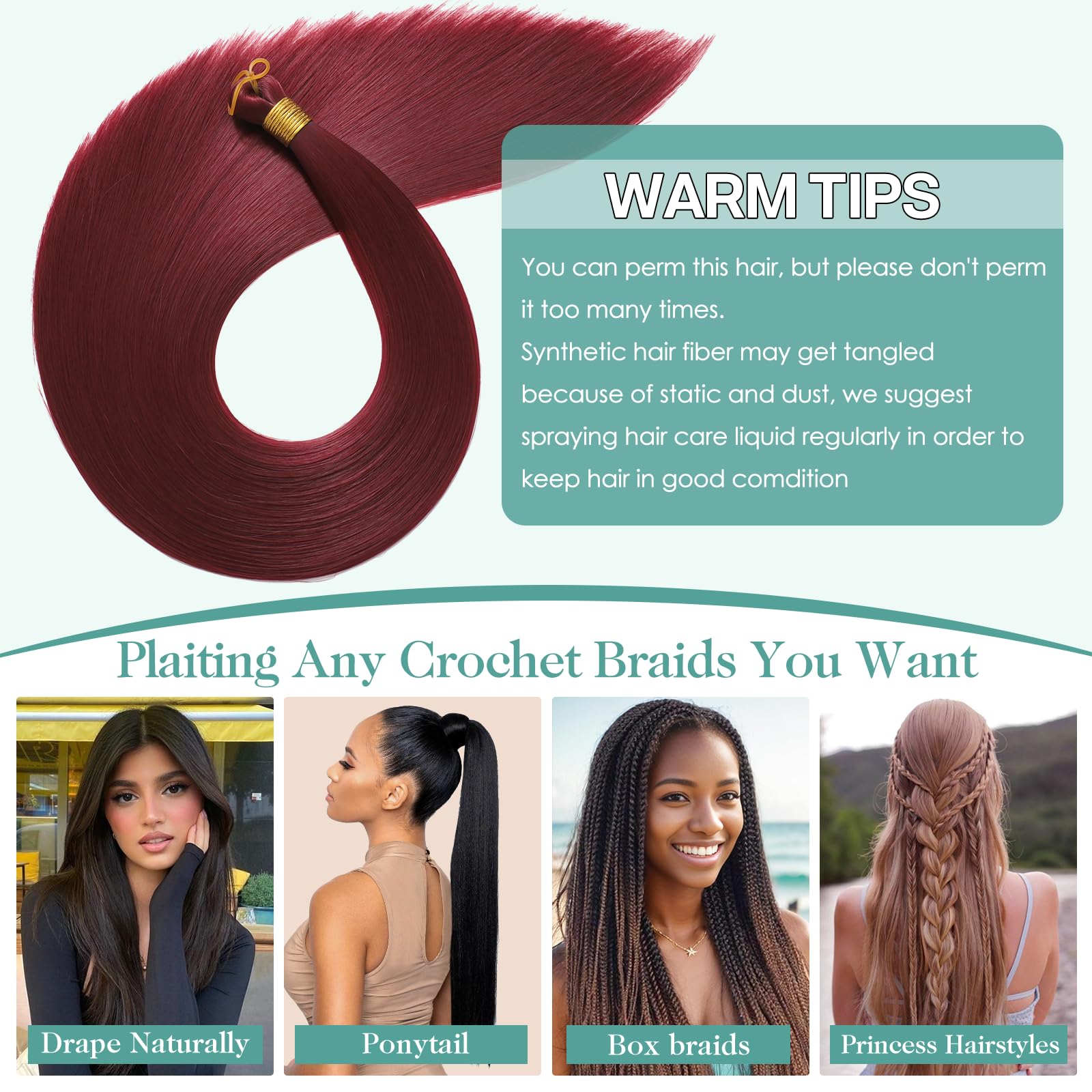 Locescsoc 28 Inch Straight Hair Extensions 150g 3 Packs Bone Straight Braiding Hair - Image 4