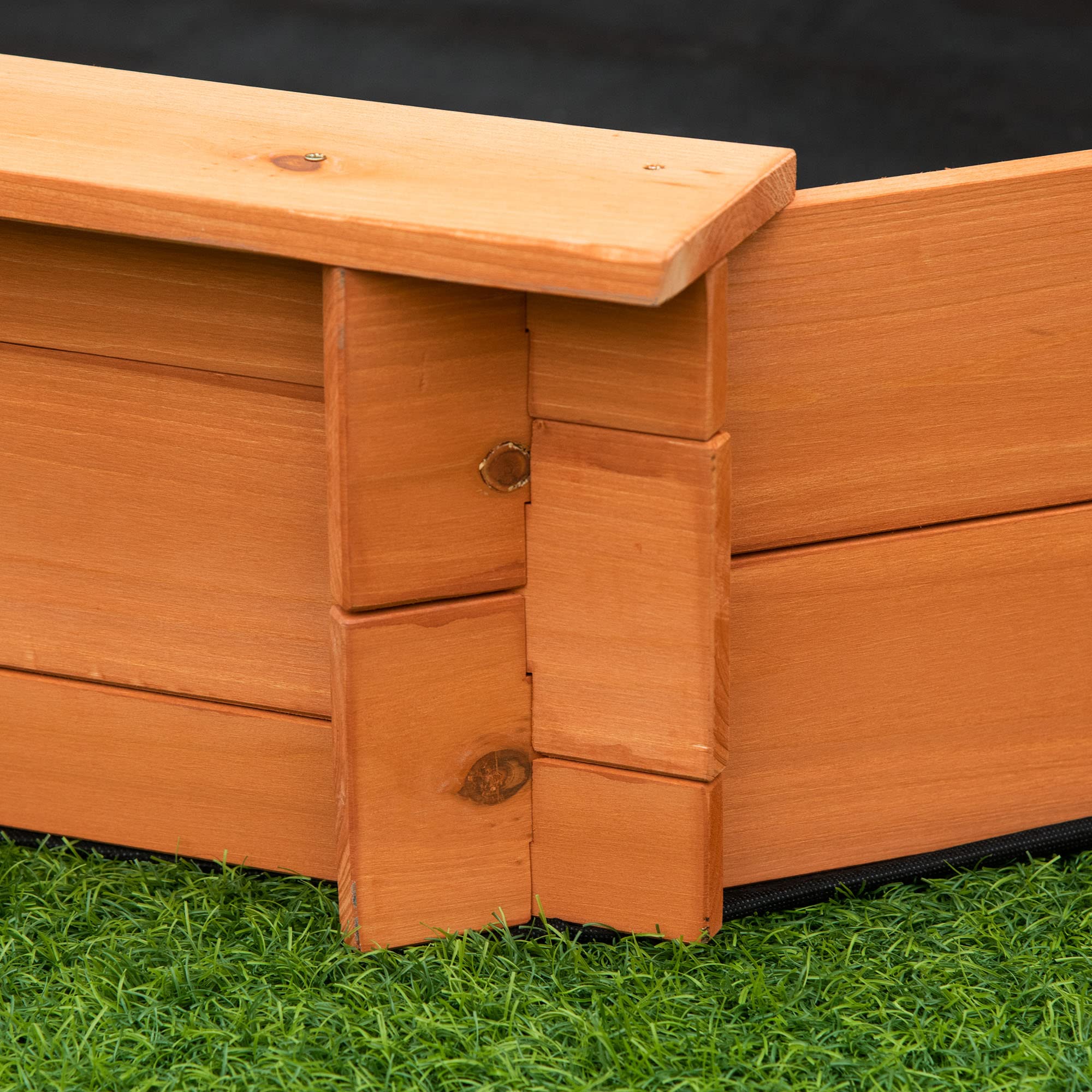 Outsunny Arenero Infantil Octágono de Madera con Cubierta de Poliéster 139,5x139,5x21,5 cm Rojo y Azul