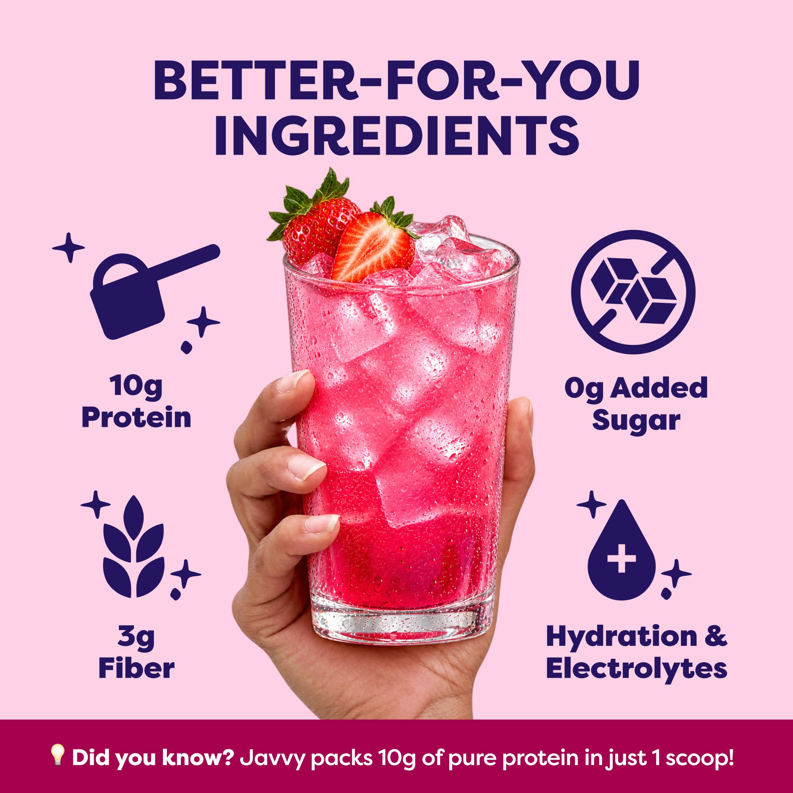Javvy Clear Protein Powder with Clear Whey Protein, Strawberry Berry Acai — Amazon image 3