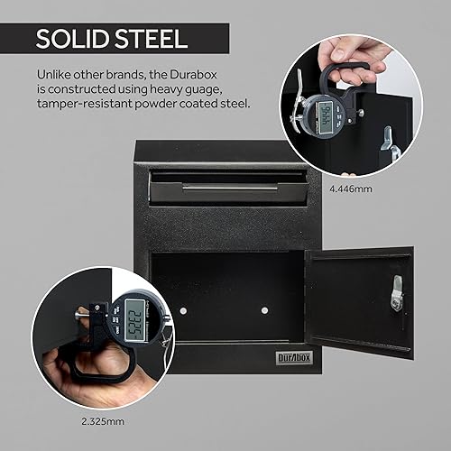 Miniatura 6 de Durabox Caja fuerte para depósito, 12 x 4 x 15 pulgadas, acero resistente, para correo, cartas, cheques, llaves, dinero en efectivo y más para el