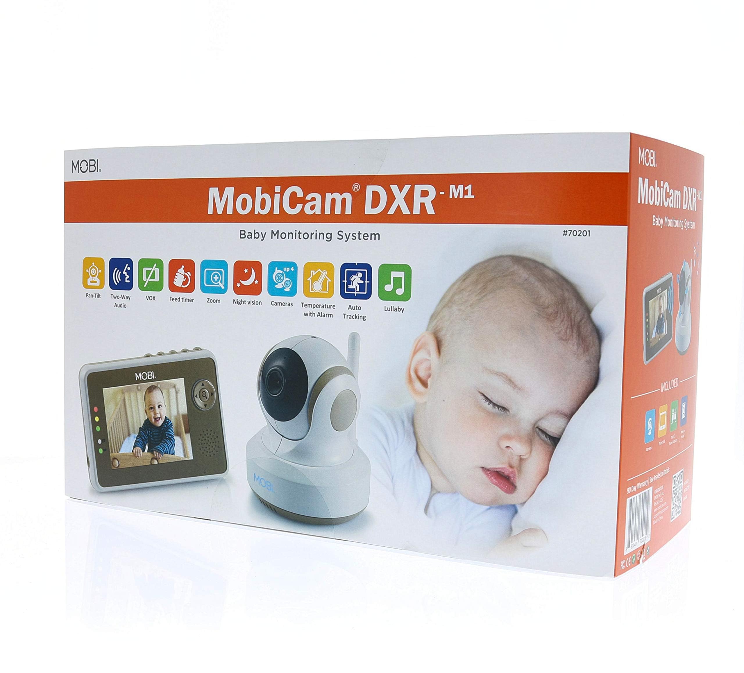 MOBI MobiCam DXR-M1 Sistema di monitoraggio del bambino con monitoraggio automatico intelligente, visione notturna, panoramica e inclinazione remota, ninne nanne, Quad View, Baby Monitor, sistema di