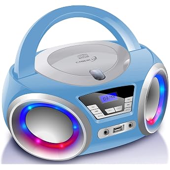 CD Player with LED Lighting | Headphone Jack | Portable Stereo Radio | Children's Radio | Stereo System | USB | CD/MP3 Player