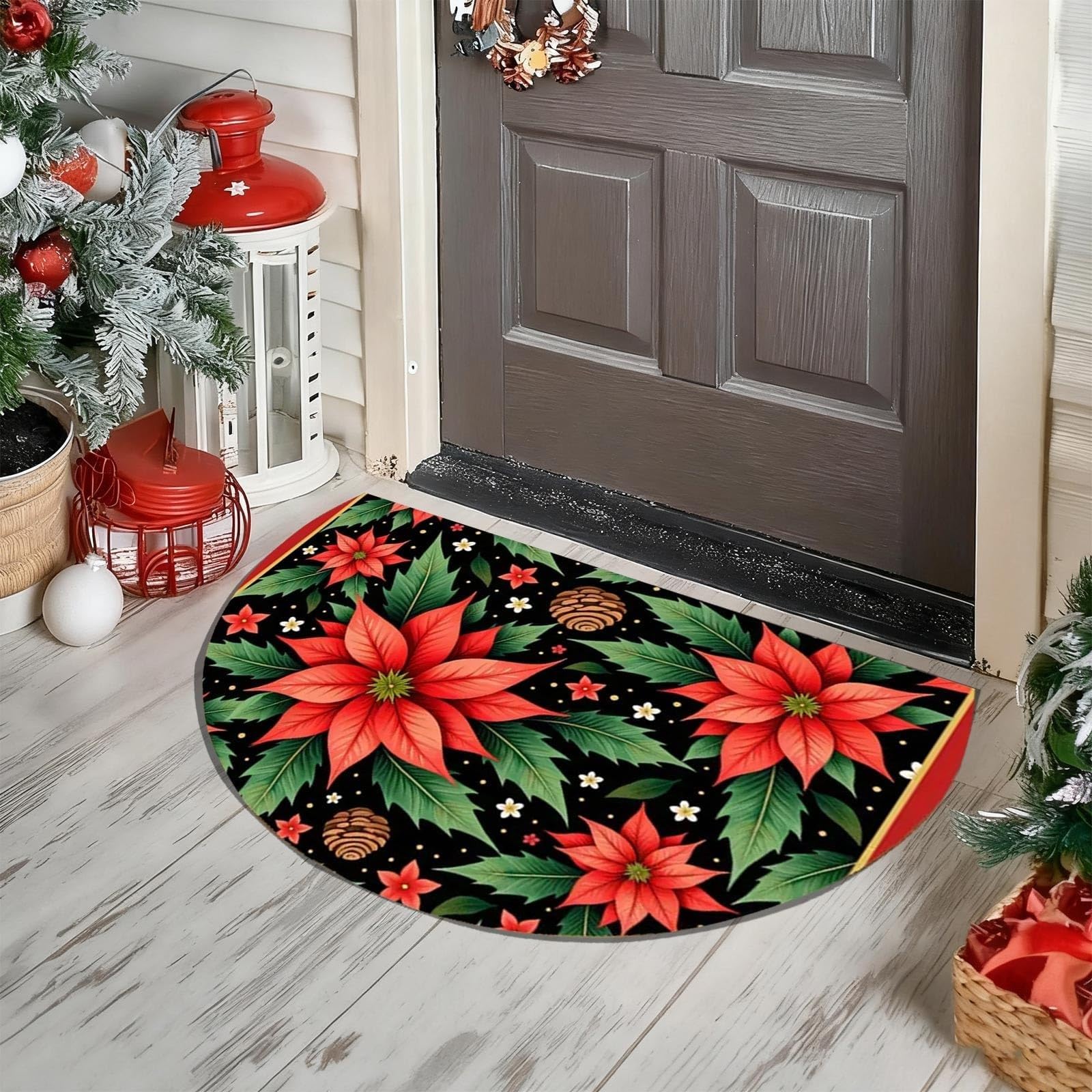 Christmas Door Mat, 60 * 90cm Merry Christmas Welcome Mat for Front Door Entryway, Xmas Rustic Decorative Doormat for Indoor Outdoor Porch Holiday Seasonal Decoration