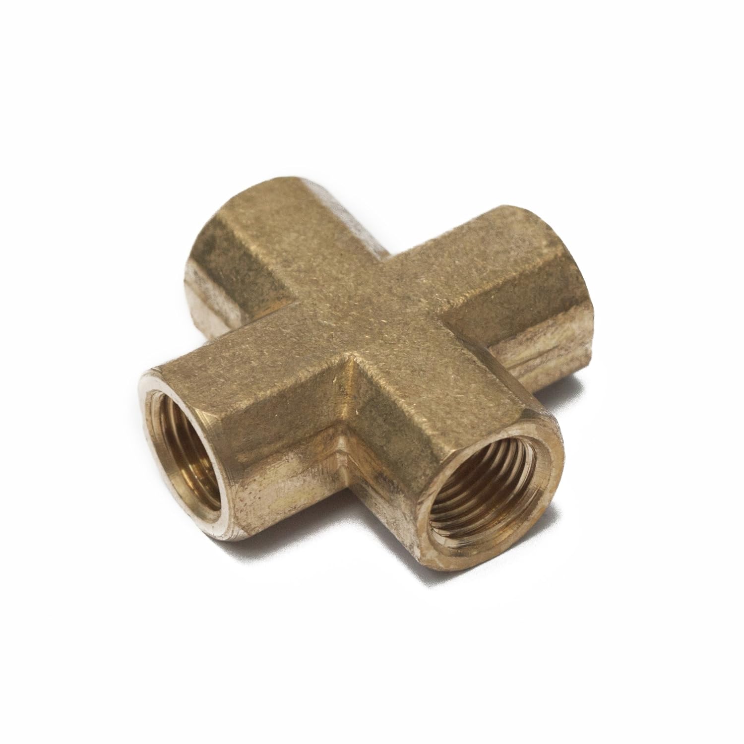 LTWFITTING Brass Pipe Female Cross Fitting 1/8" NPT 4 Way Fuel Air Water(Pack of 5)