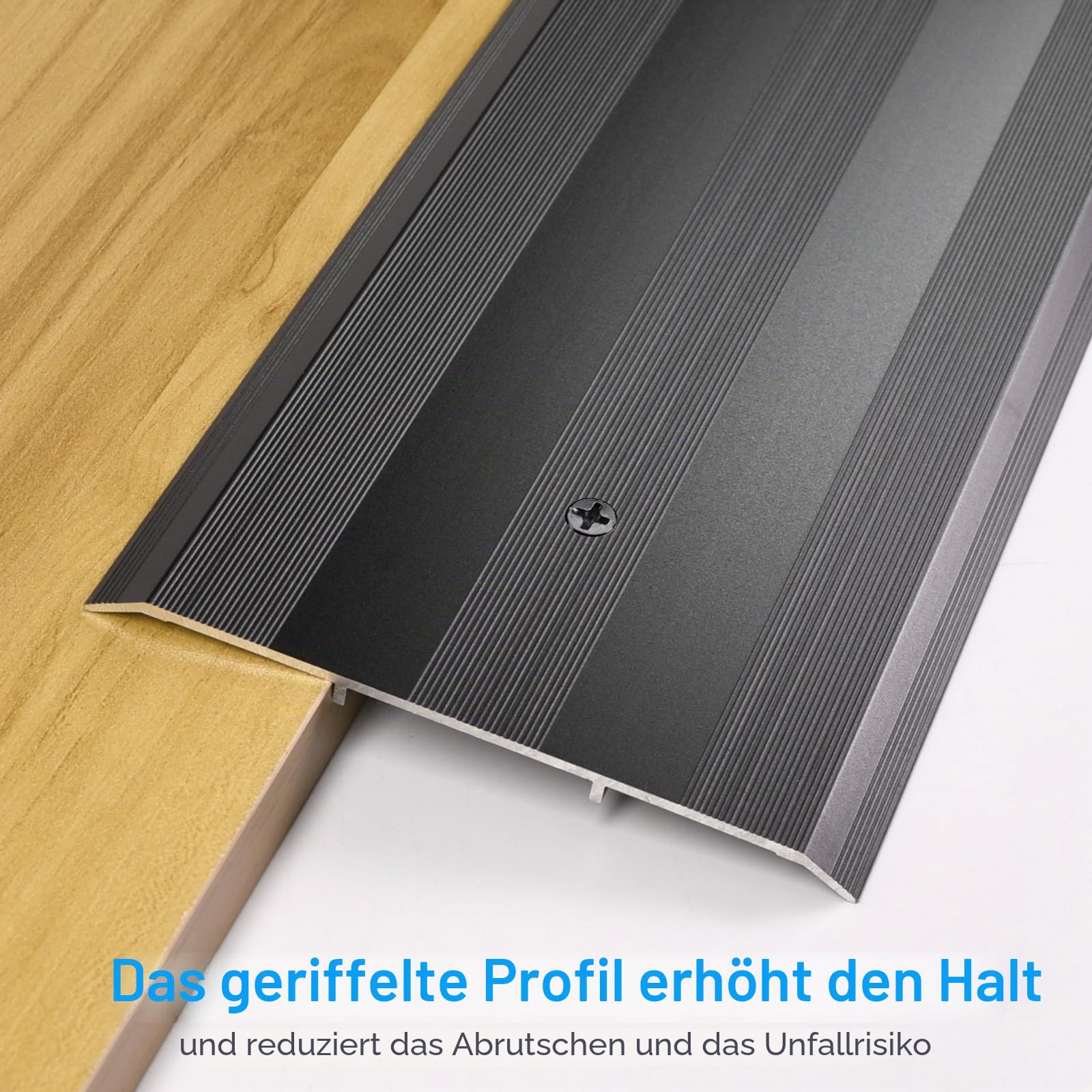 12,7 cm breite, stabile, dicke Aluminium-Schwellenstreifen, stilvolle Bodenübergangsstreifen, Türschwelle für kommerzielle stark frequentierte Orte, Größe 91,4 x 12,7 x 0,63,5 cm, Schwarz