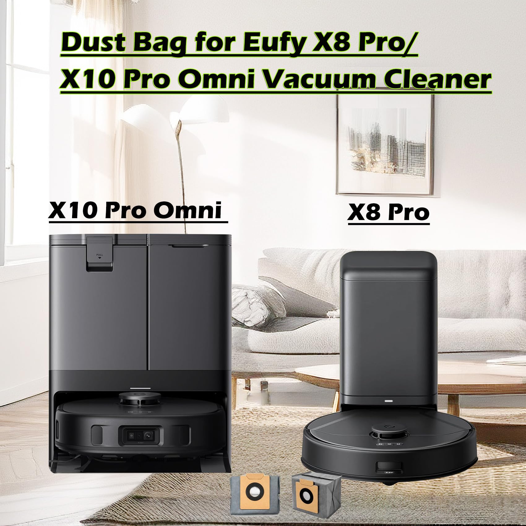 Paquete de 16 bolsas de polvo para aspiradoras Eufy Clean X8/X8 Pro/X10 Pro Omni Robot, estación autovaciada, bolsas de repuesto desechables de gran capacidad