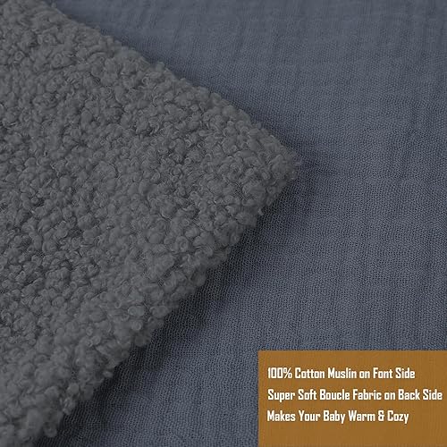 Miniatura 10 de Boucle - Manta de bebé, mantas neutras y acogedoras para niños y niñas, mantas de muselina bohemia de algodón y boucle para guardería, mantas de