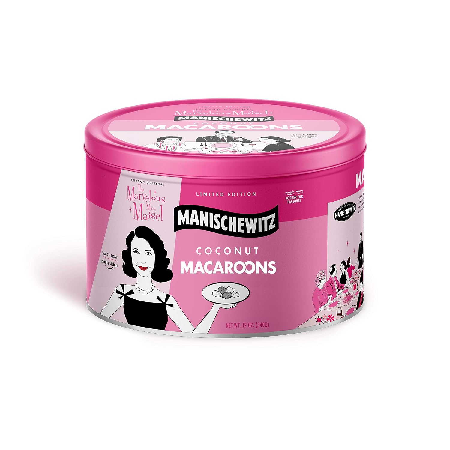 The Marvelous Mrs. Maisel "Limited Edition" Manischewitz Coconut Macaroons, 12oz Collectors Tin Canister, Kosher For Passover