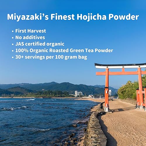Miniatura 5 de Miyazaki's Finest Organic Hojicha Powder - Certificado JAS, polvo de té verde tostado premium, auténtico origen japonés, polvo de Hojicha 100% puro