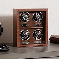 Vista 5 de ROTHWELL Bobinadora de 4 relojes para relojes automáticos con motor silencioso con múltiples velocidades y ajustes de rotación (bronceado/marrón)