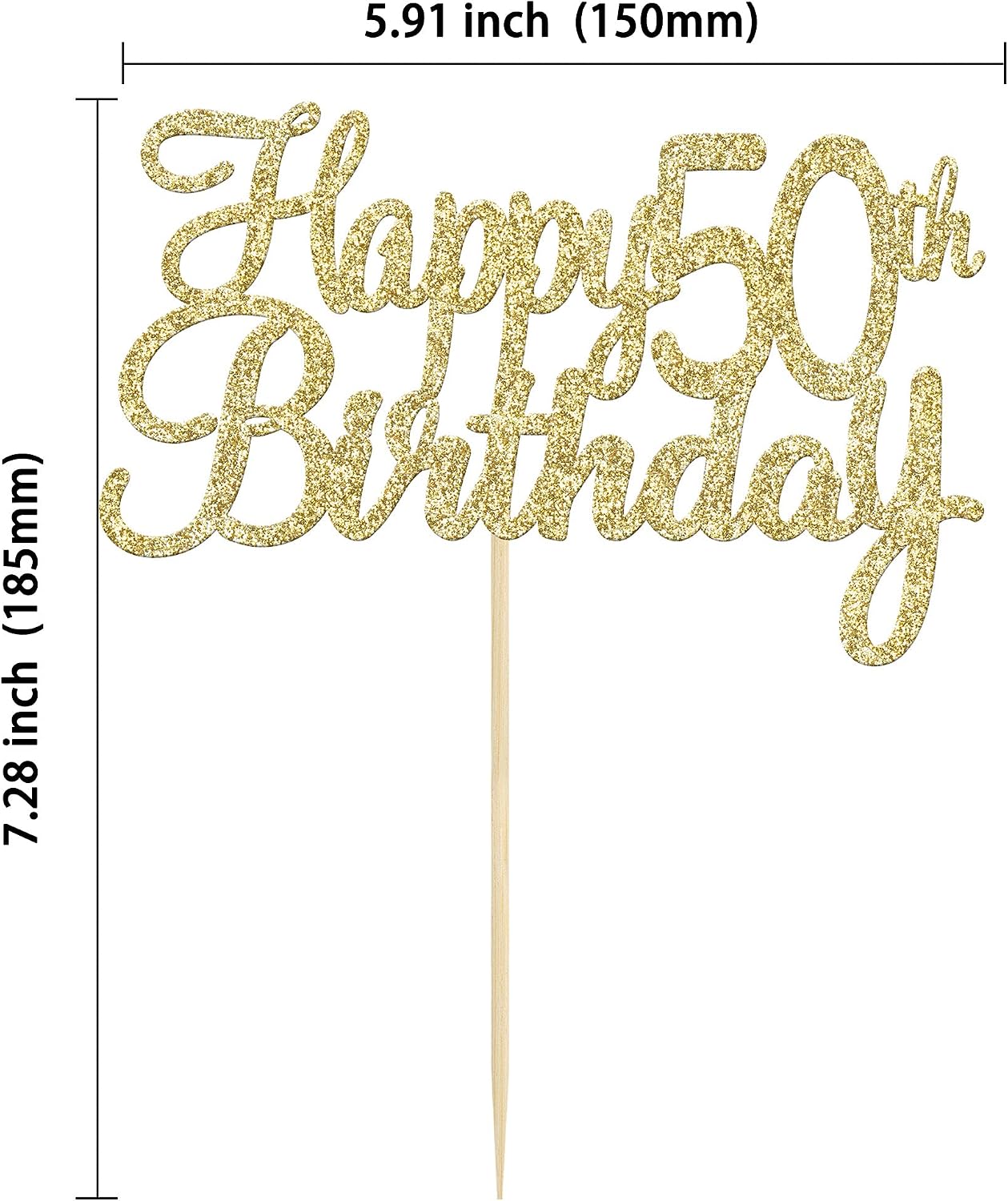 Gyufise 3 Pack Gold Happy 50th Birthday Cake Topper Glitter Happy 50 Cupcake Topper Cheers to 50 Fabulous Cake Decoration for 50th Birthday Party Decoration Supplies - Image 3