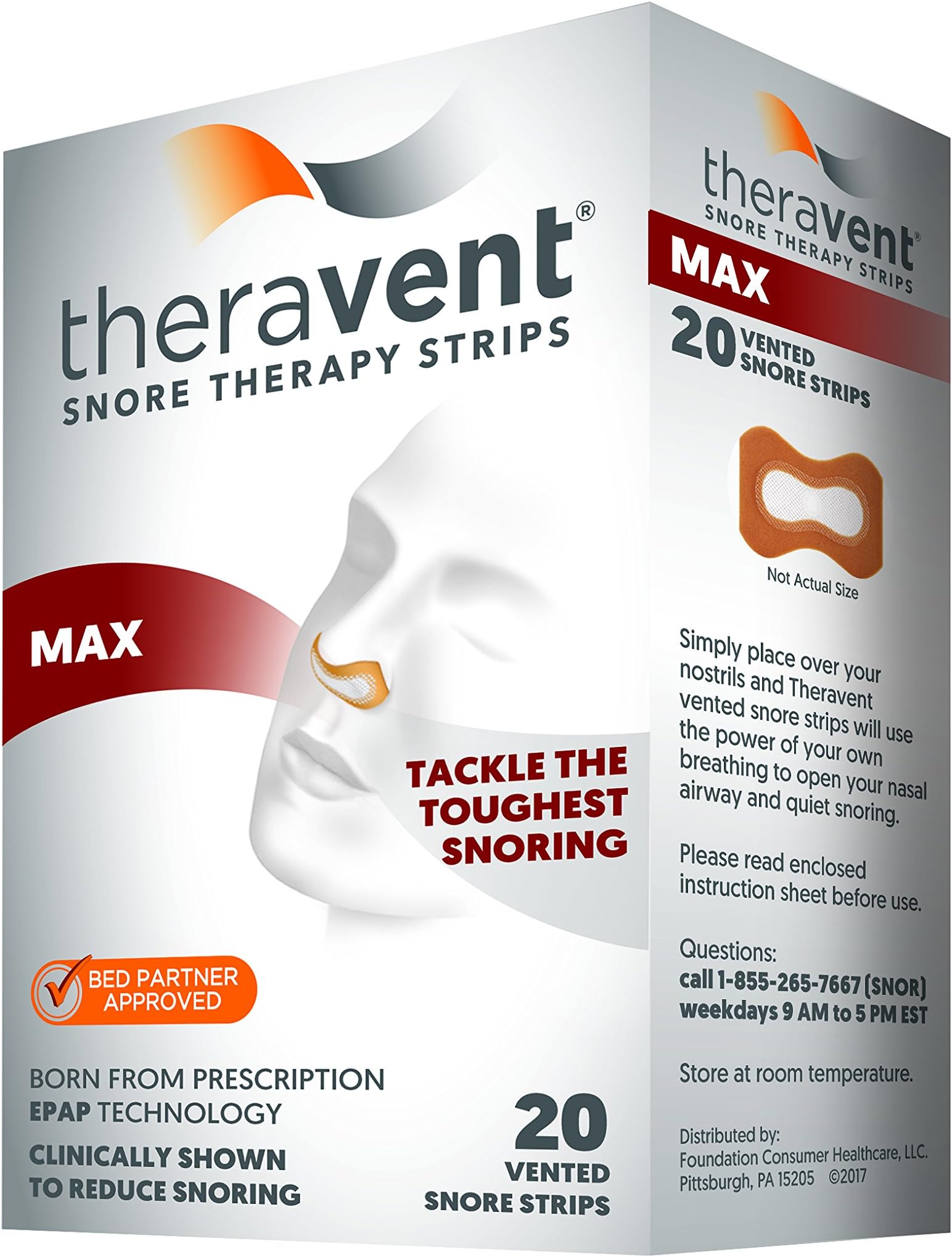 Snore Therapy Strips, Maximum Strength, Tackle the Toughest Snoring, Bed Partner Approved, Max Strength, 20 Count