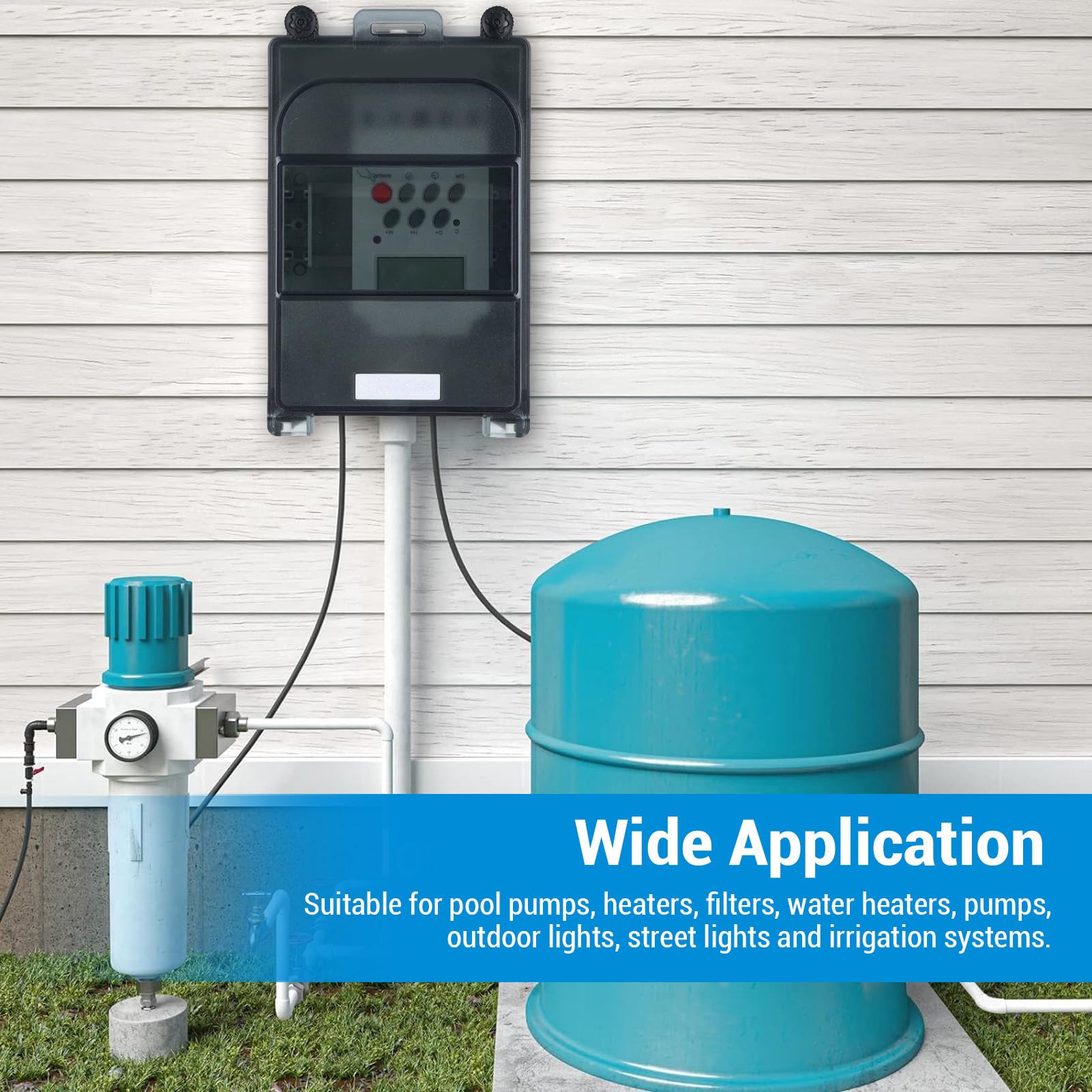 Poolpumpen-Timer, Programmierbarer Zeitschalter, 7 Tage 28 EIN-Aus-Zeitpläne, IP67 Wasserdicht, PC-Gehäuse, Passwortsperre, für Warmwasserbereiter, Spa, Licht, Motor