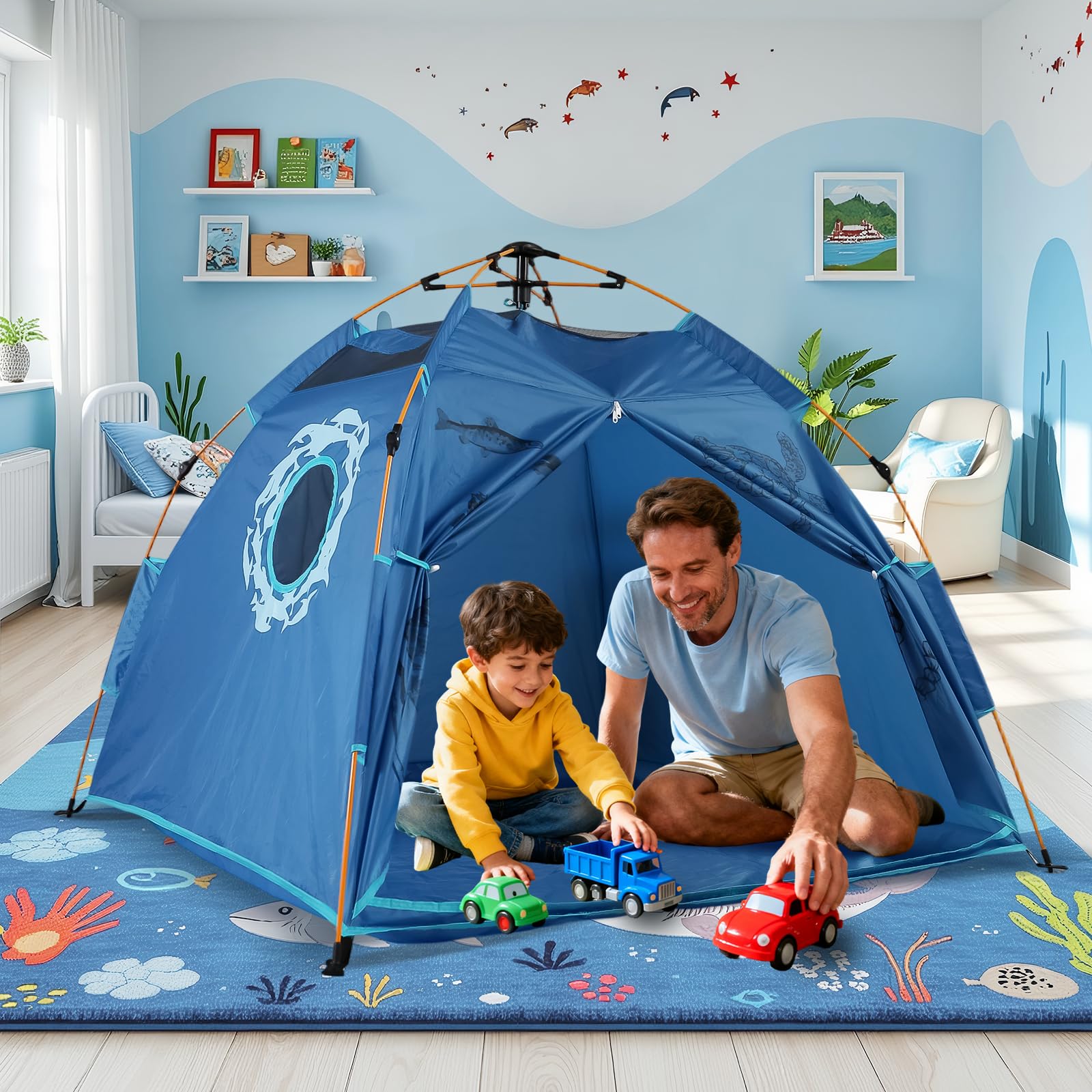 Higoya Hydraulic Pop Up Tent, Foldable Play Tent, Kids Tent Indoor & Outdoor，Perfect for Boys Girls Ages 3+ (155 x 155 x 120 cm)