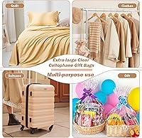 Vista 5 de Paquete de 50 bolsas grandes de celofán de 24 x 30 pulgadas, para cestas de regalo de celofán transparente, extra grandes de 2.3 mil de grosor