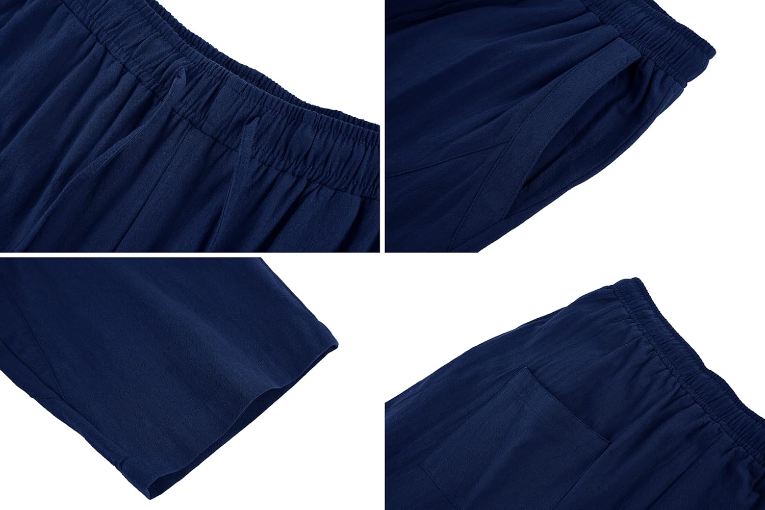 Gafeng Mens Linen Harem Pants Casual Loose Fit Beach Drawstring Elastic Waist Yoga Trousers with Pockets - Image 5