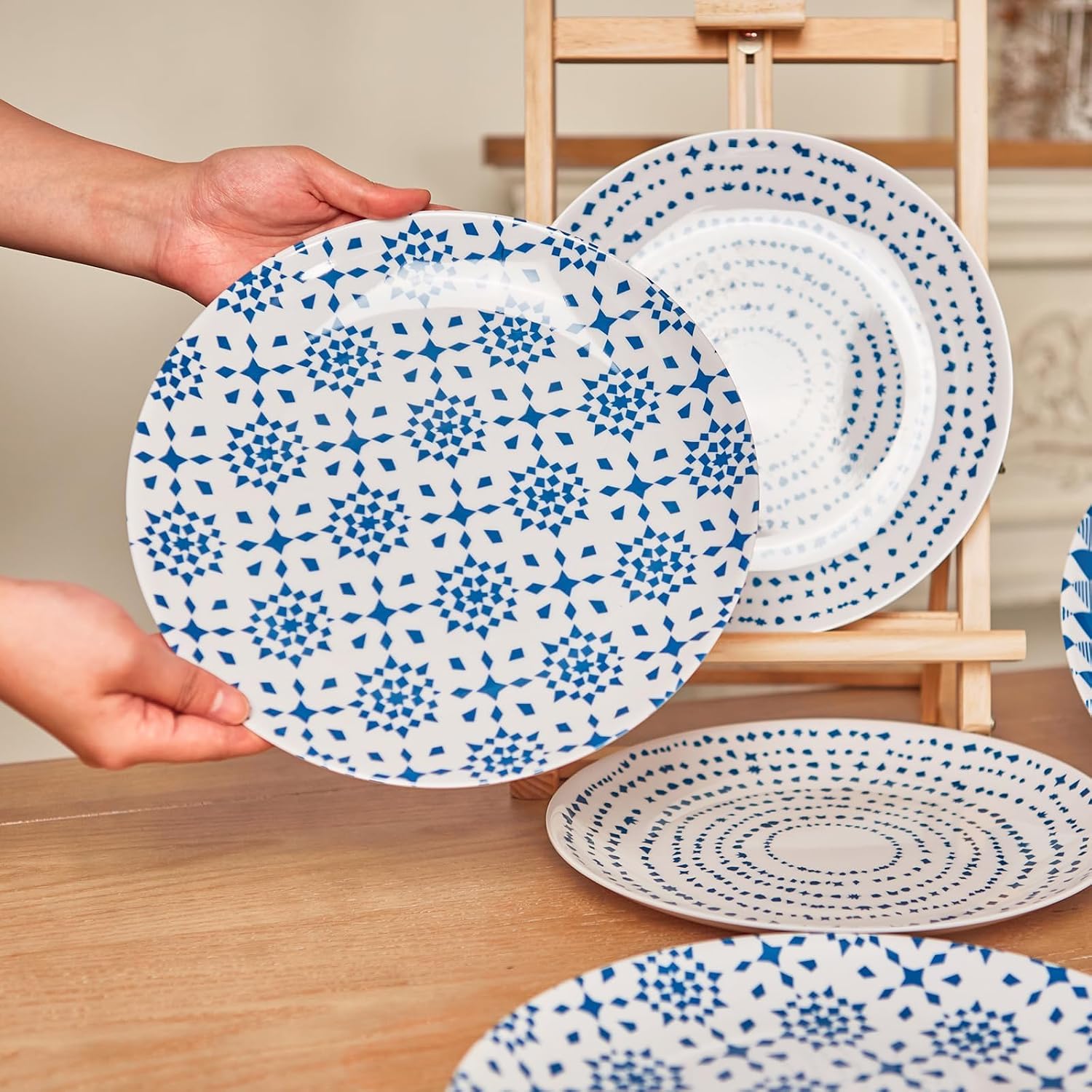 Melamine Dinner Plate Set11 Inch 6 Pcs Plastic Bread Outdoor Lightweight