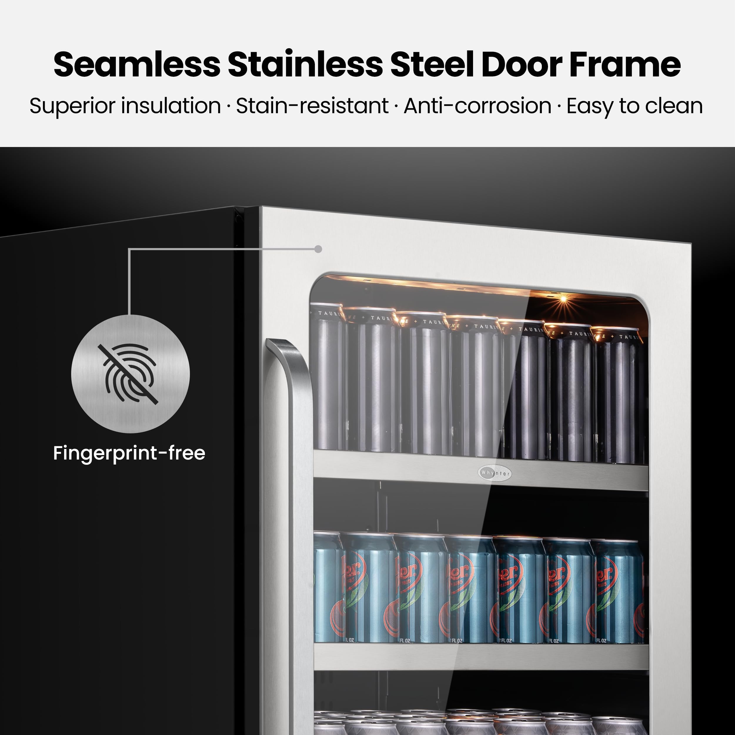 24 Inch Beverage Refrigerator 140 Cans Beverage Fridge Drink Fridge With Glass Door 3 LED 34-54 ℉ Beverage Coolers Built-In Or Freestanding For Home Bar Kitchen(5.65 Cu.Ft) on Fridge.com - View 3