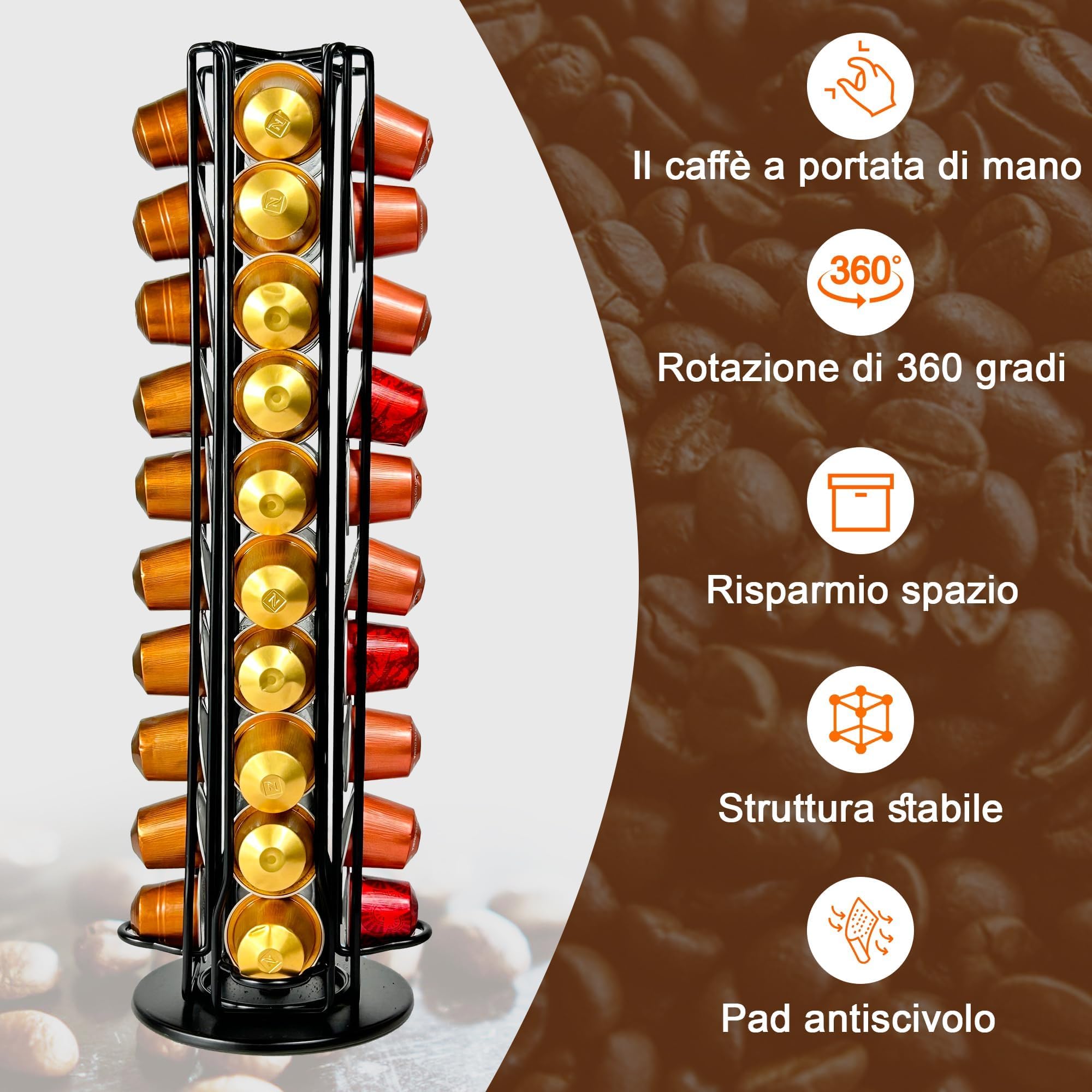 Nespresso uchwyt na kapsułki Nespresso, obrotowy, na 40 kapsułek OriginalLine (czarny uchwyt na kapsułki espresso)