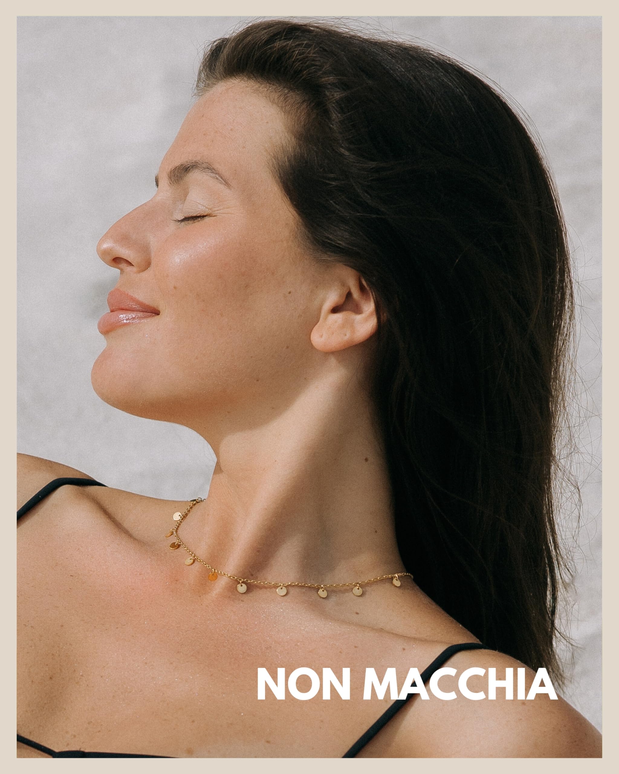GD GOOD.designs Catena con piastrine da donna - impermeabile | Collana 5 monete in oro 18 carati - argento o oro rosa | Gioielli Boho in acciaio inossidabile